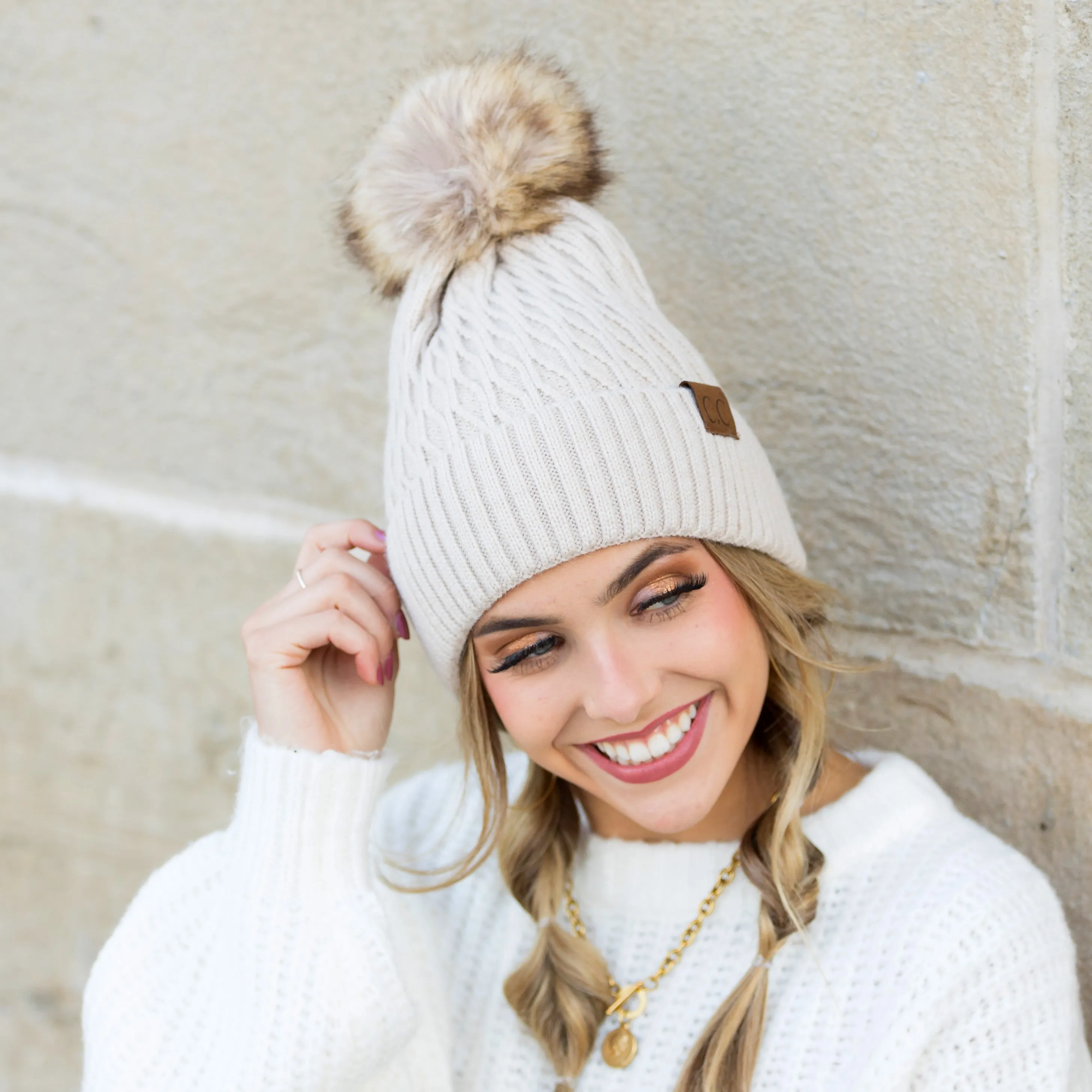 C.C® Honeycomb Pom Beanie sold by Allis Corner product image thumbnail 3