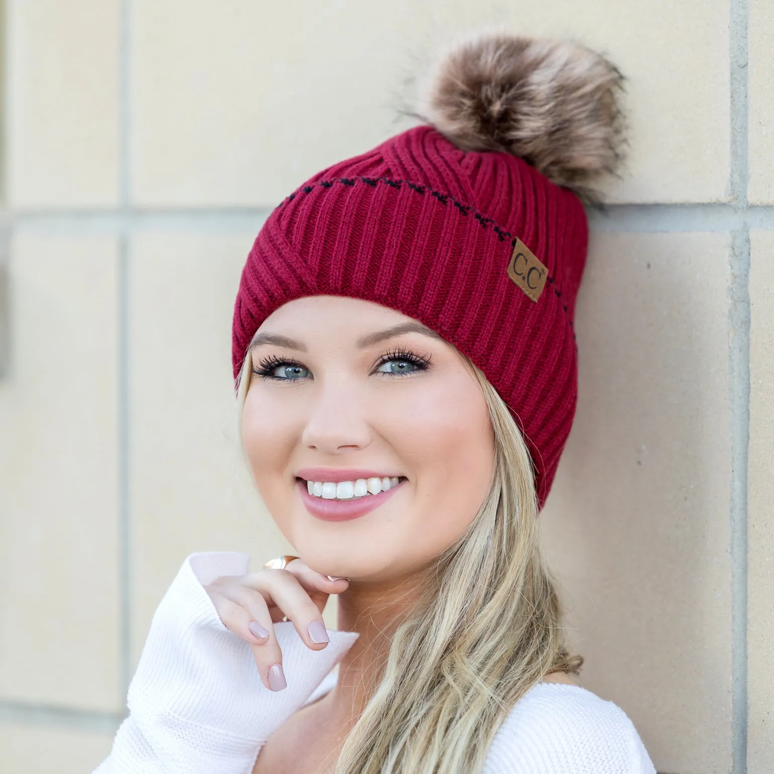 C.C® Accent Cuff Pom Beanie sold by Allis Corner