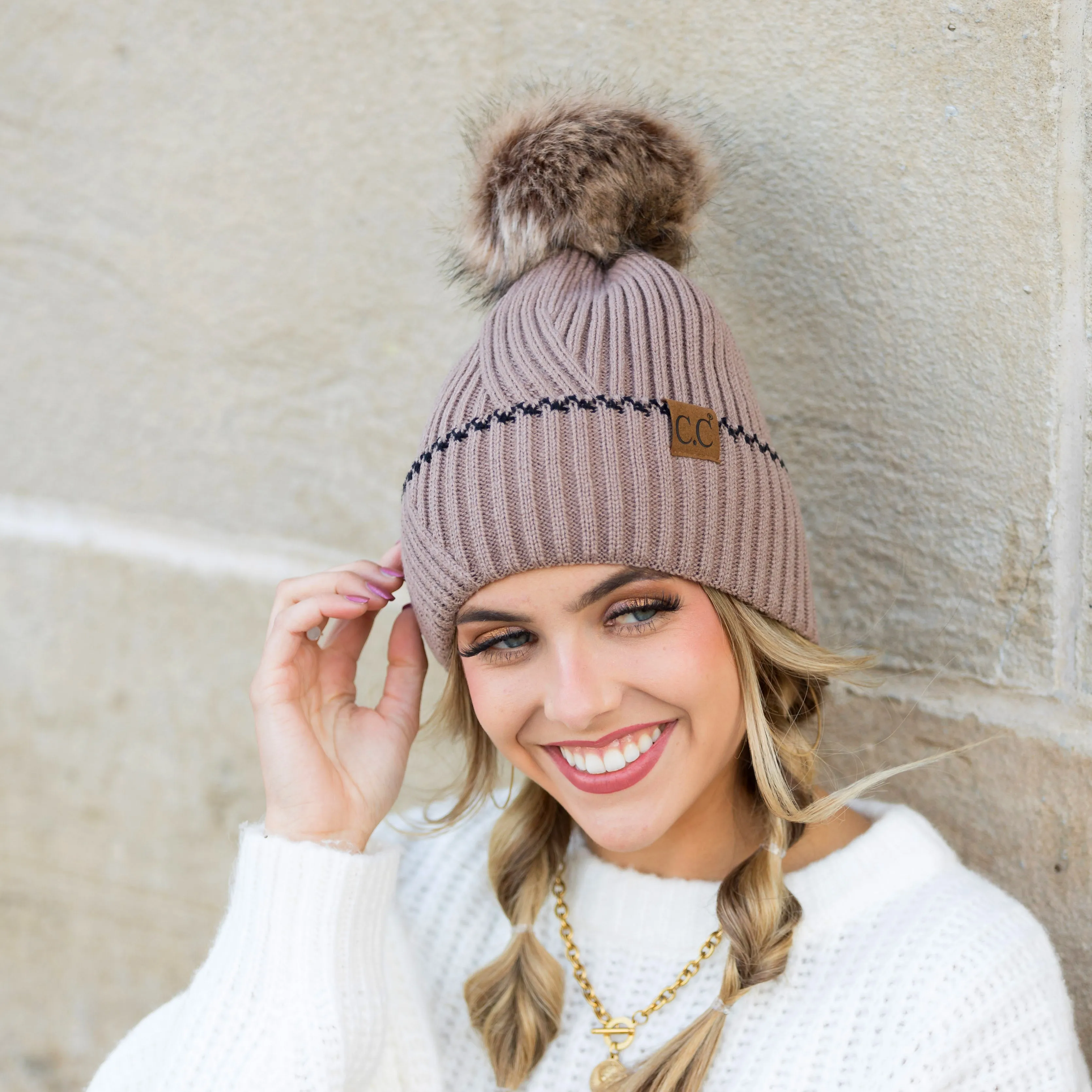C.C® Accent Cuff Pom Beanie sold by Allis Corner product image thumbnail 3