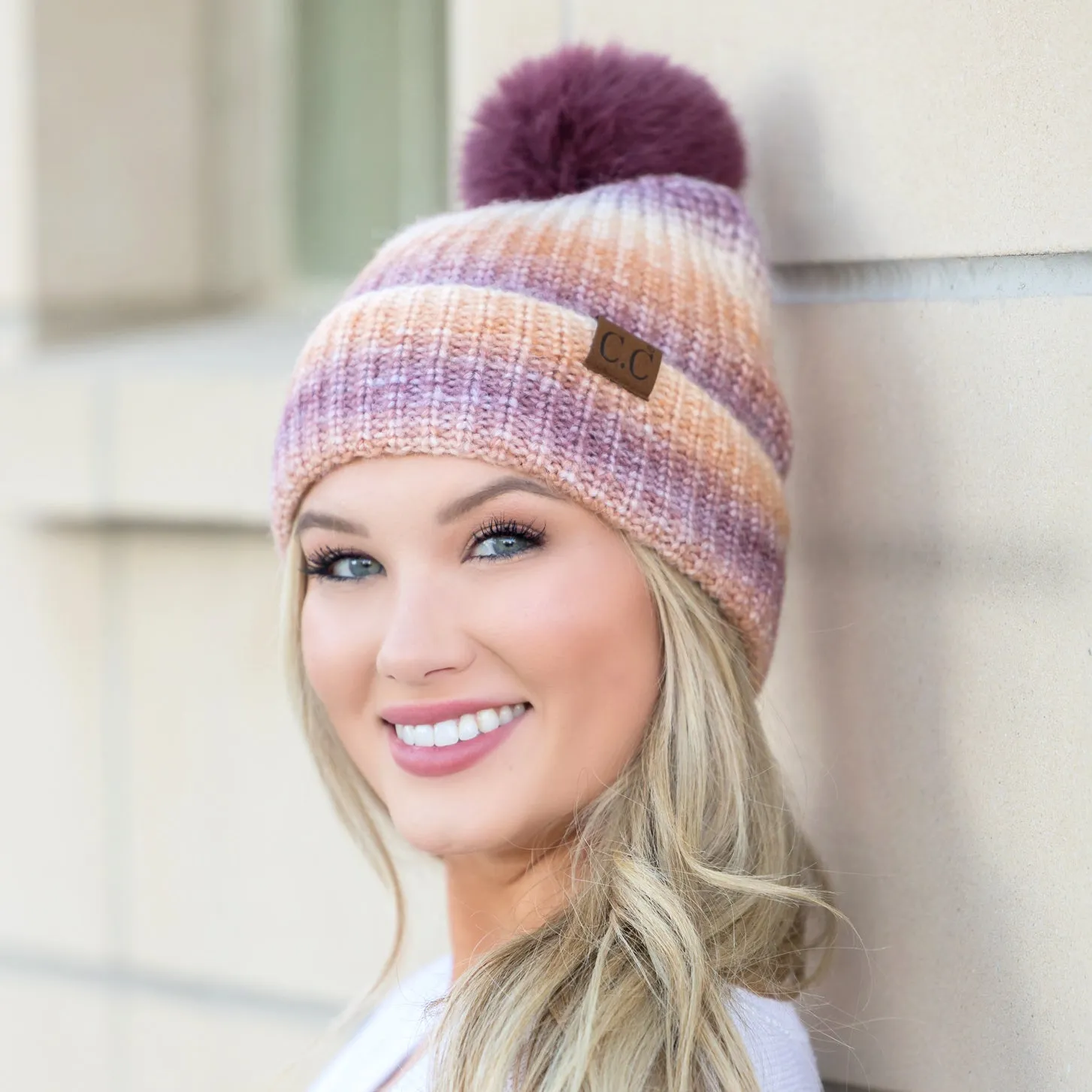 C.C® Ombre Fur Pom Beanie sold by Allis Corner