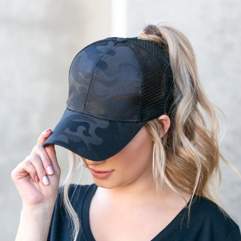 Camo Messy Bun Cap made by Allis Corner