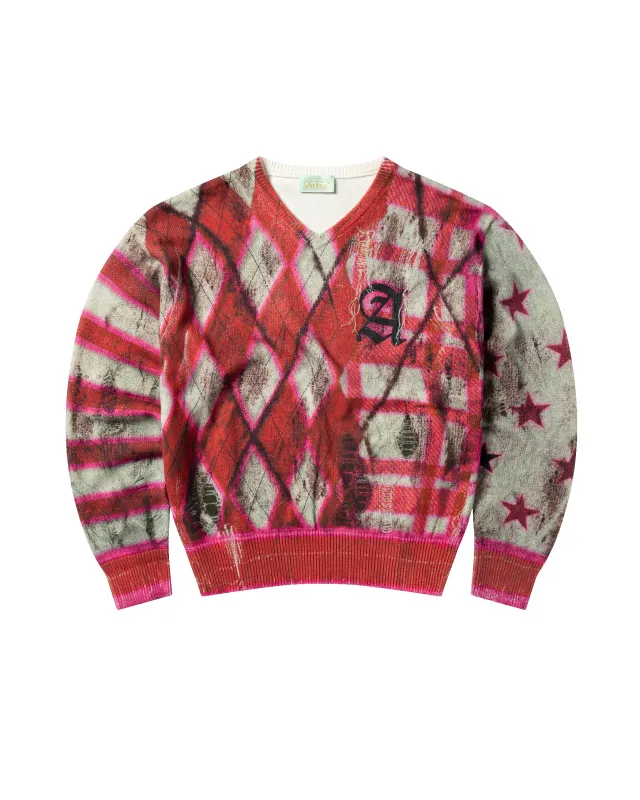 Digi Patchwork V Neck Knit made by ARIES