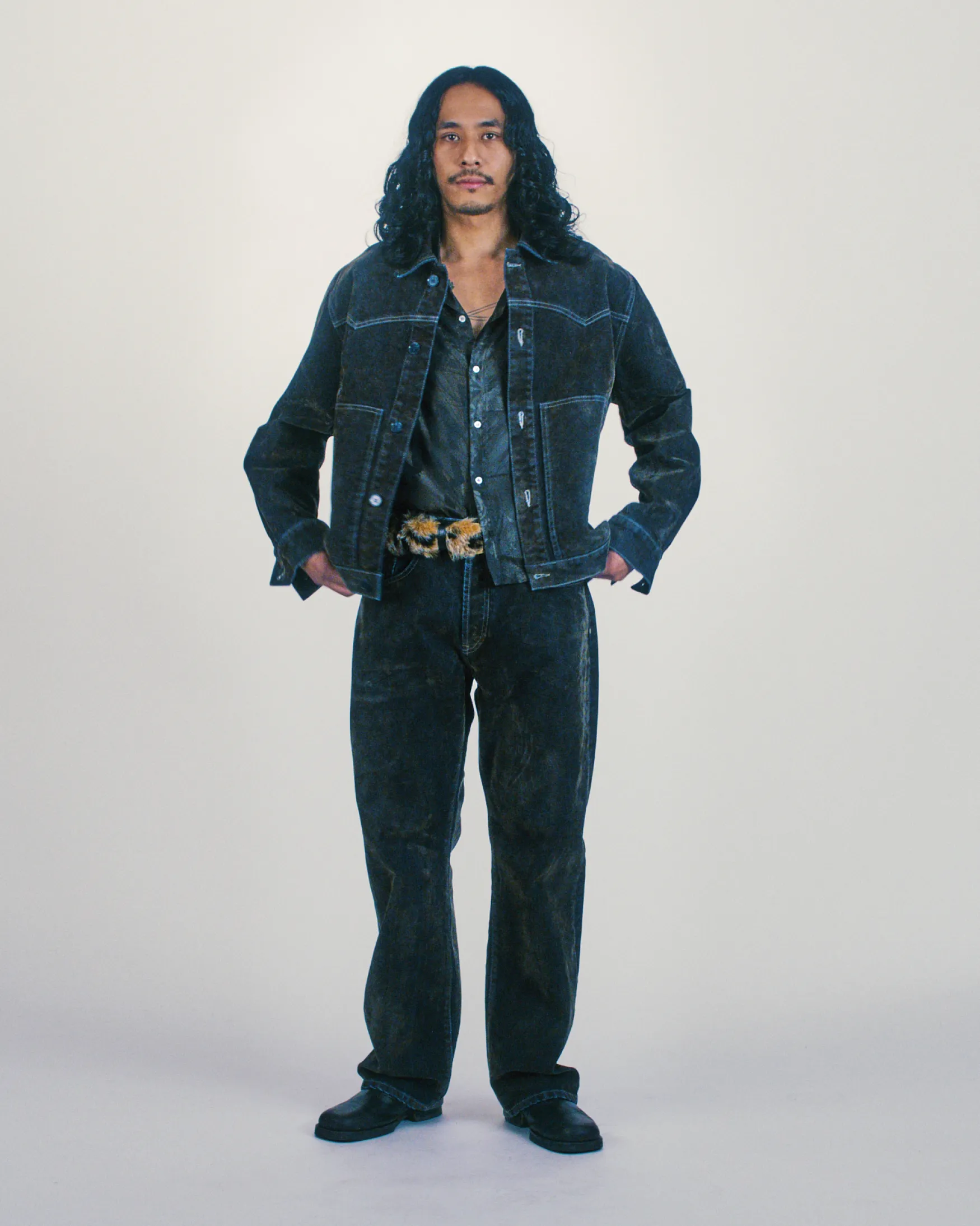 Worn Flock Denim Car Coat sold by ARIES product image thumbnail 2