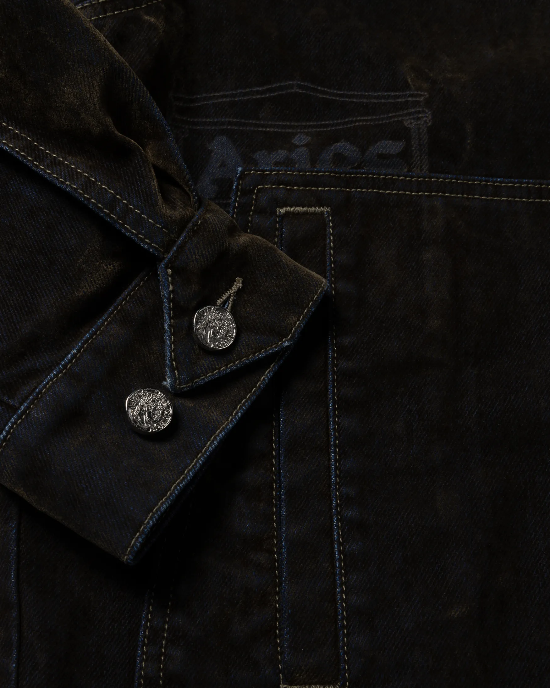 Worn Flock Denim Car Coat sold by ARIES product image thumbnail 5