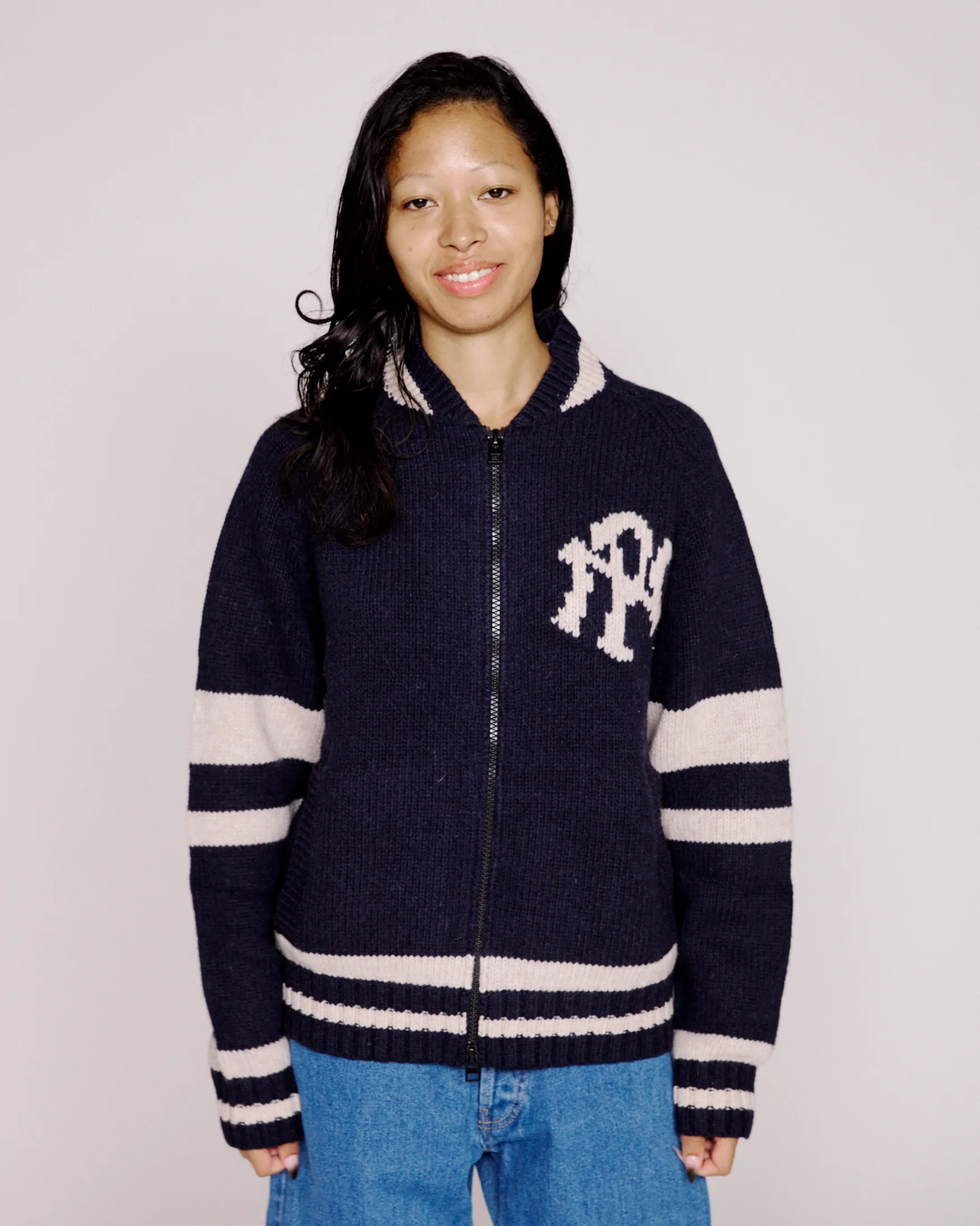 NYP Varsity Zip Thru Knit sold by ARIES product image thumbnail 5