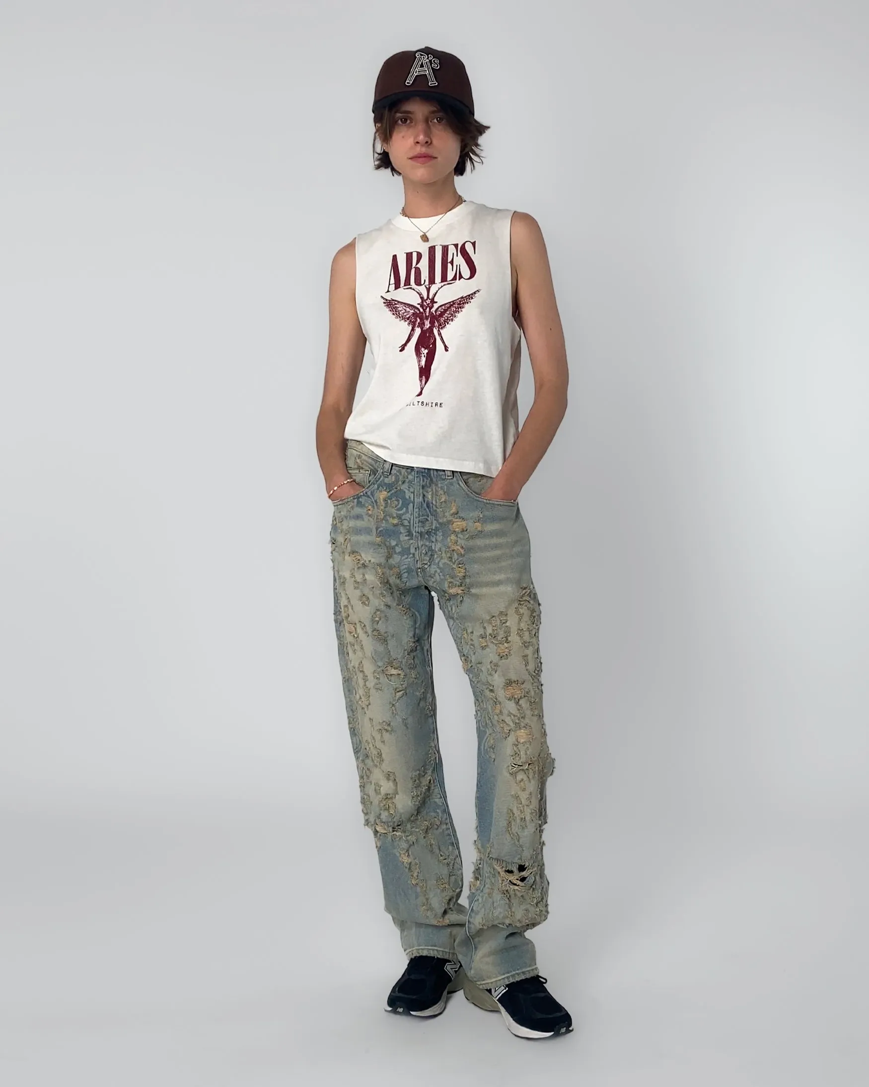 Destroyed Lace Batten Jeans sold by ARIES product image thumbnail 3