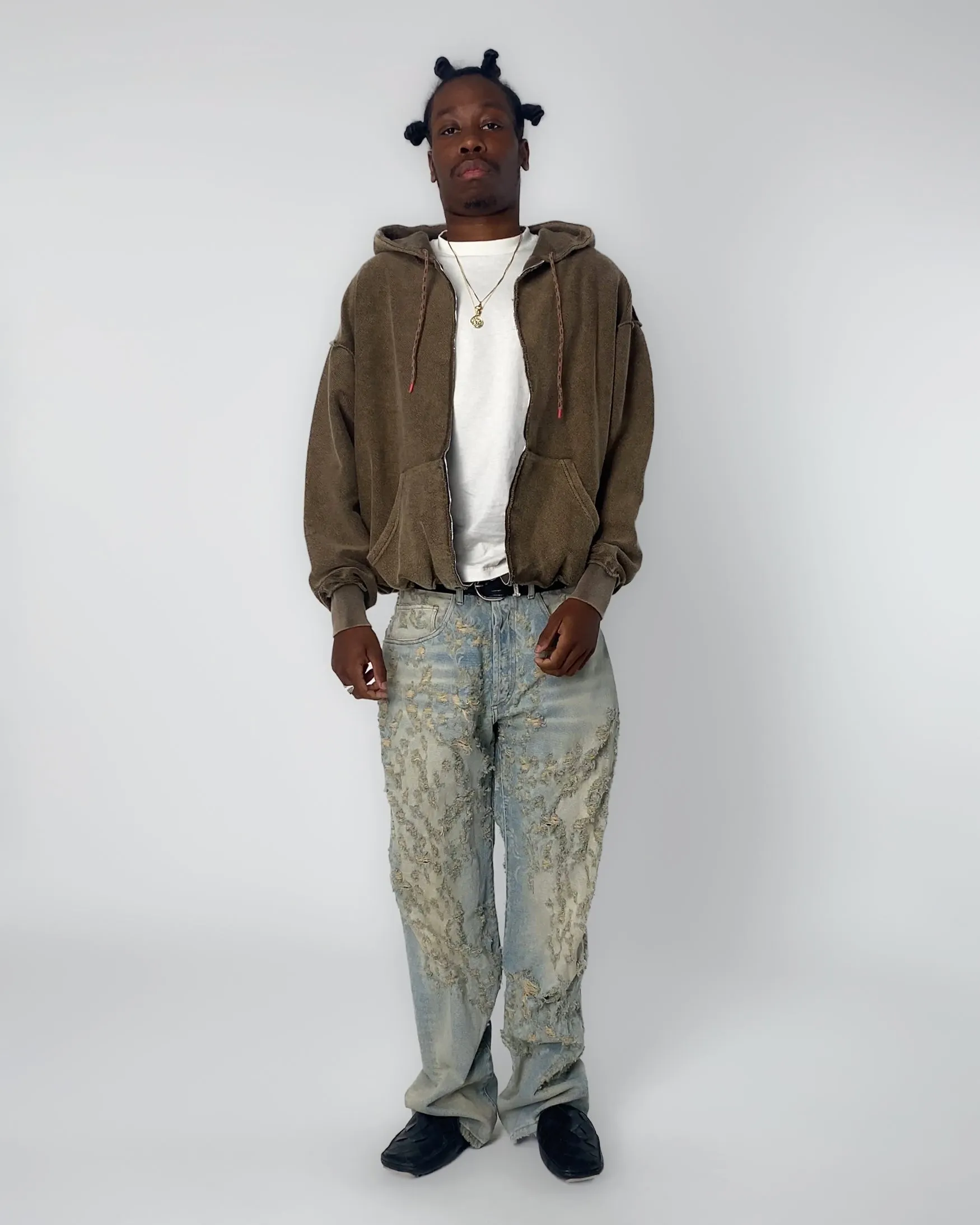 Destroyed Lace Batten Jeans sold by ARIES product image thumbnail 2