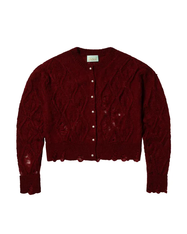 Lace Leaf and Ladders Mohair Cardigan made by ARIES