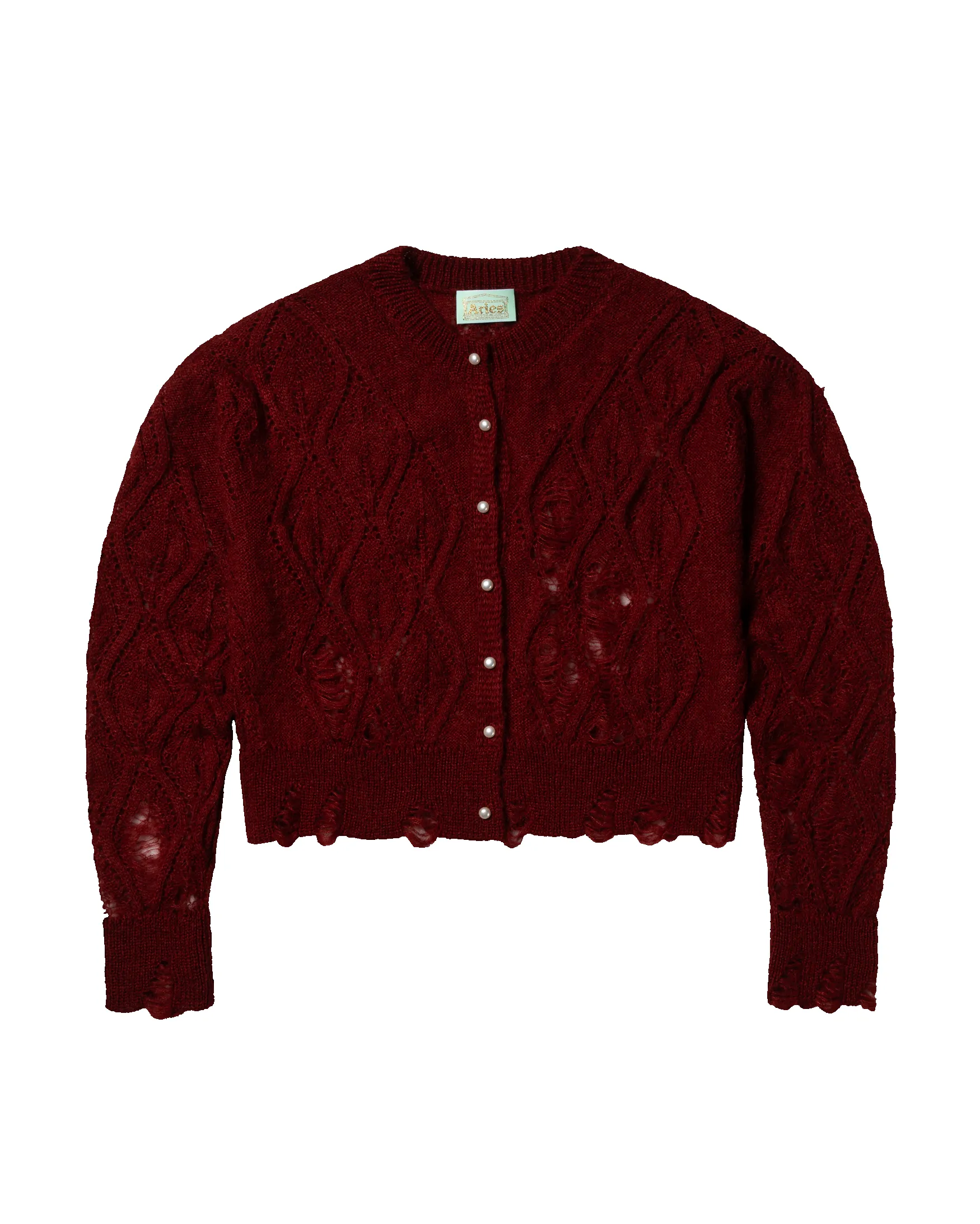 Lace Leaf and Ladders Mohair Cardigan sold by ARIES