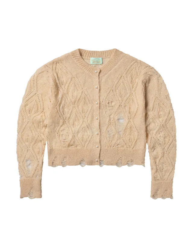 Lace Leaf and Ladders Mohair Cardigan made by ARIES