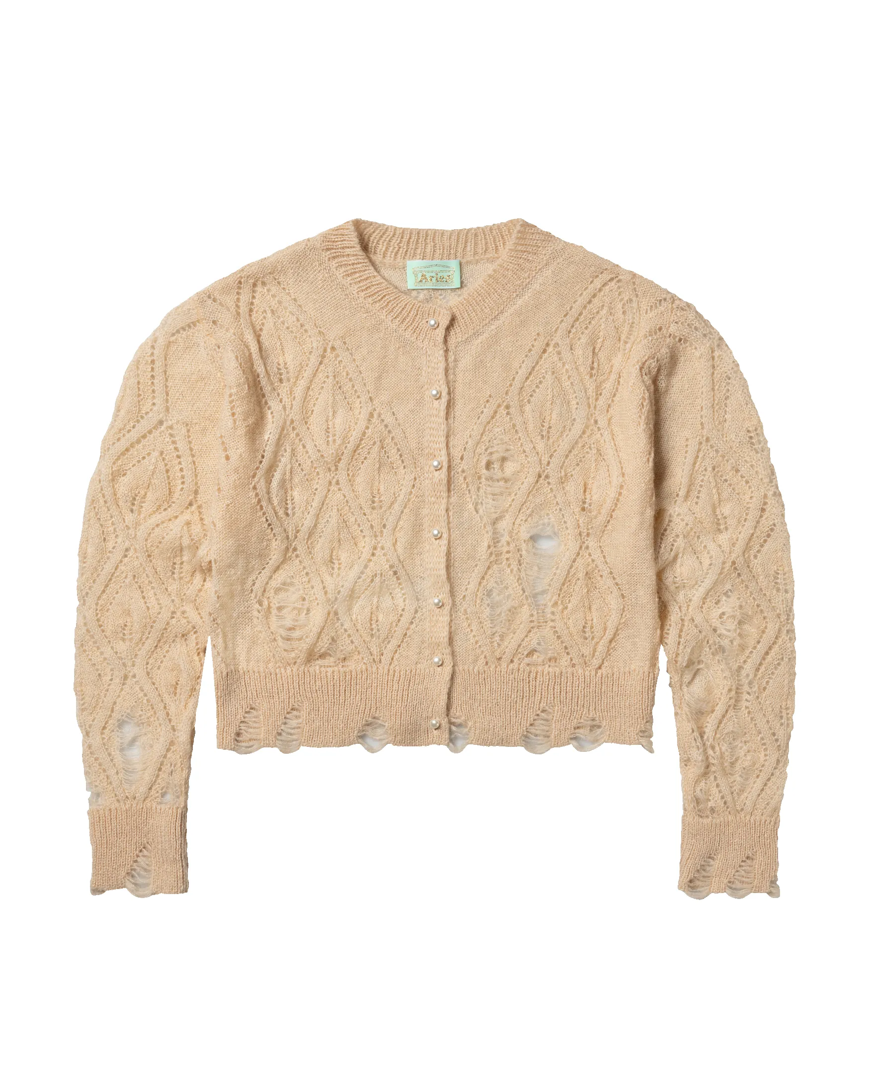 Lace Leaf and Ladders Mohair Cardigan sold by ARIES