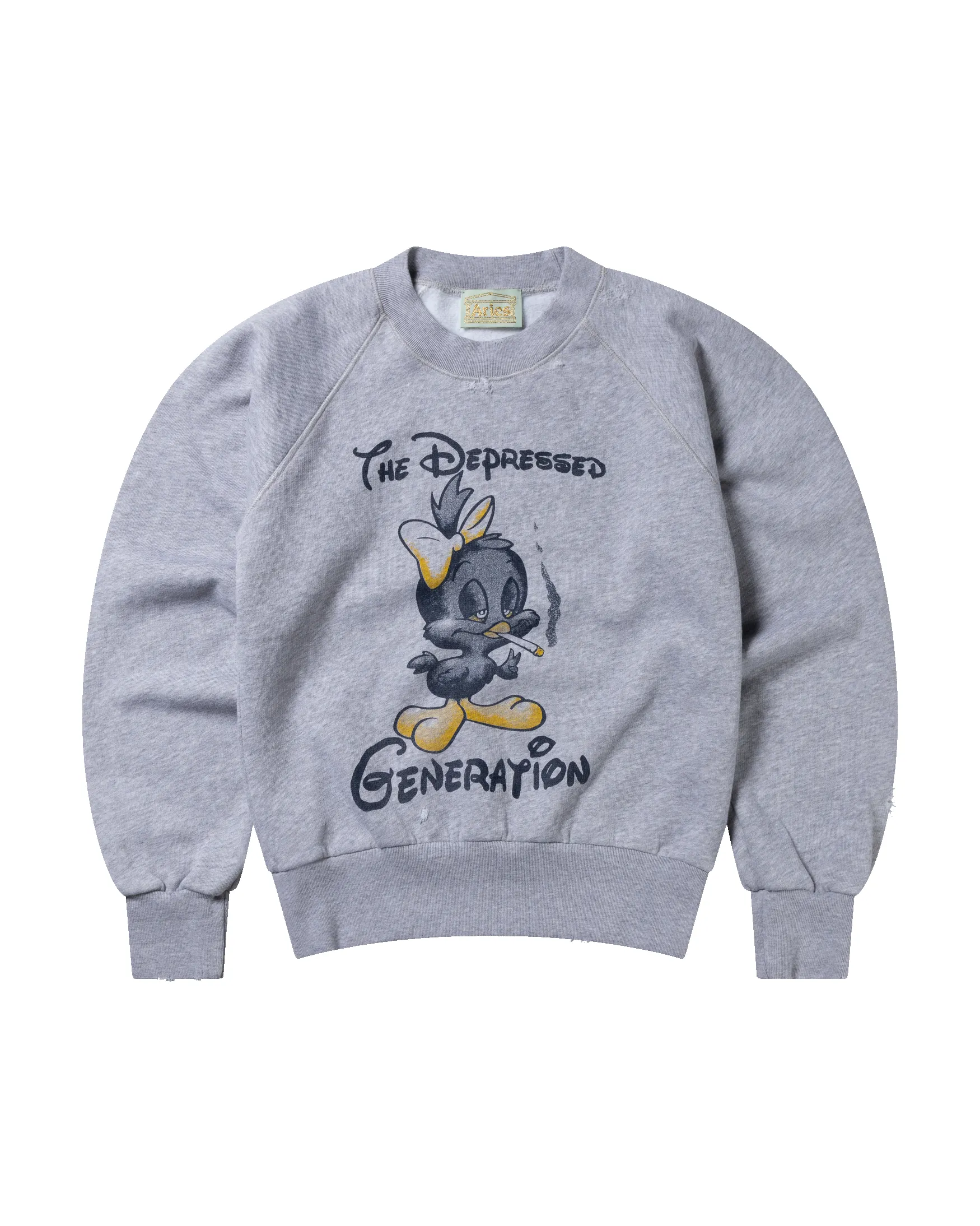 Destroyed Weedie Pie Raglan Sweat sold by ARIES