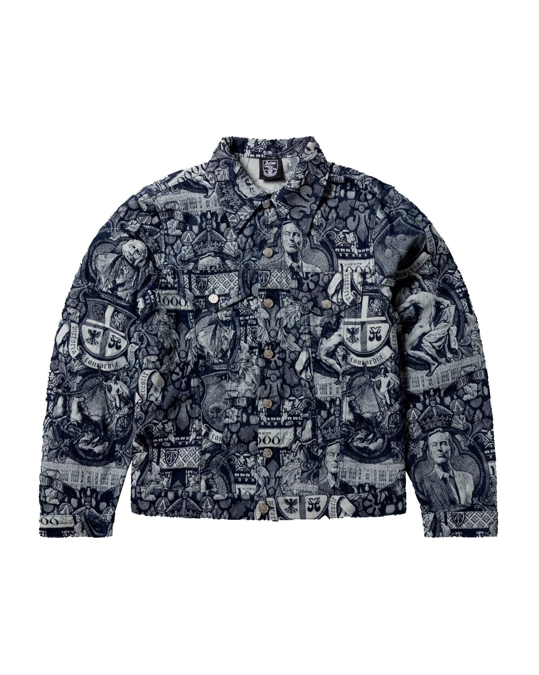 Arsenal X Aries Stained Glass Jacquard Trucker Jacket sold by ARIES