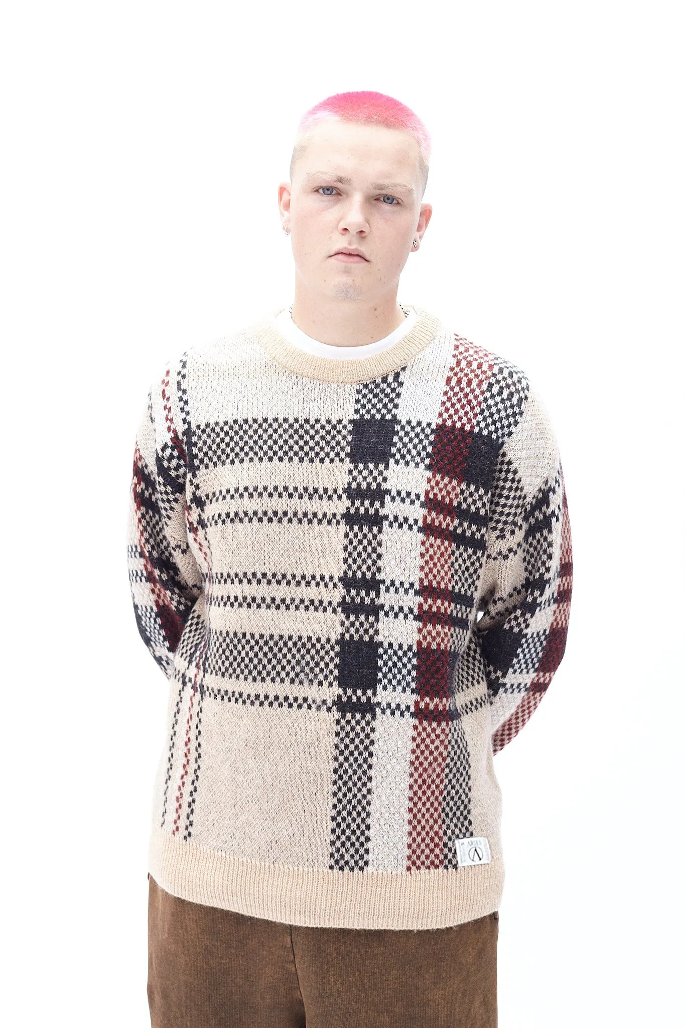 Johnny Plaid Crew Neck Jumper sold by ARIES product image thumbnail 4