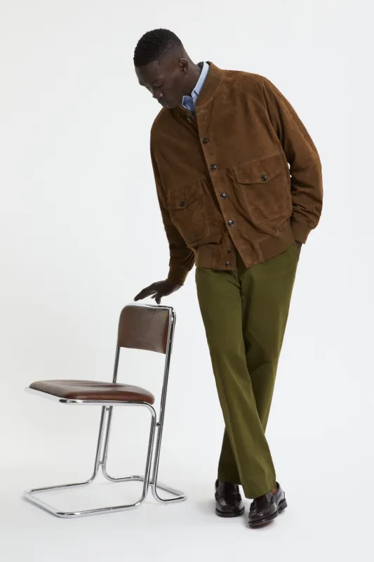 Suede Shawl Bomber sold by Baracuta