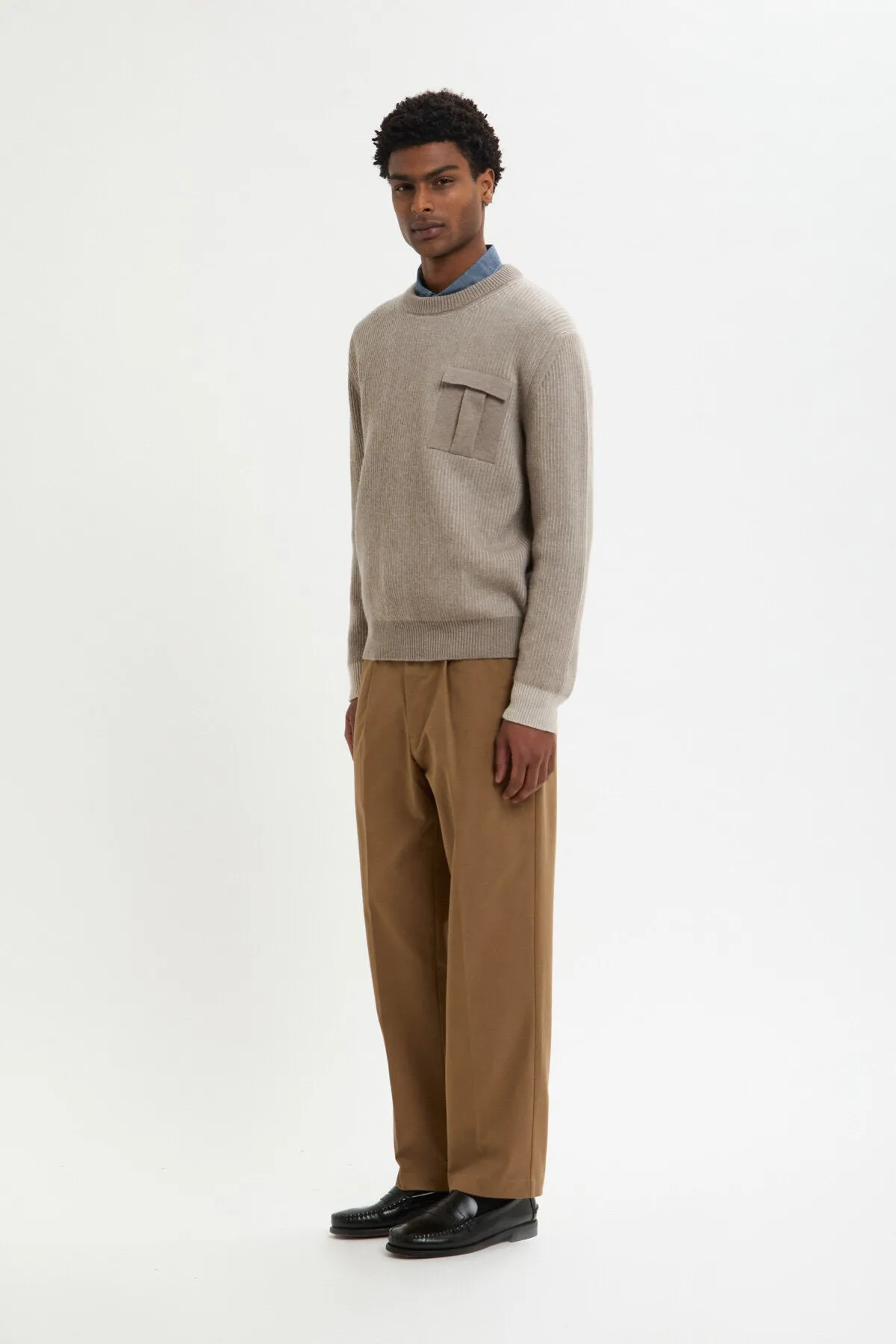 CREWNECK POCKET CONTRAST RIB JUMPER sold by Baracuta product image thumbnail 4