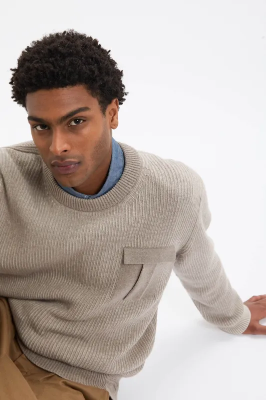 CREWNECK POCKET CONTRAST RIB JUMPER sold by Baracuta