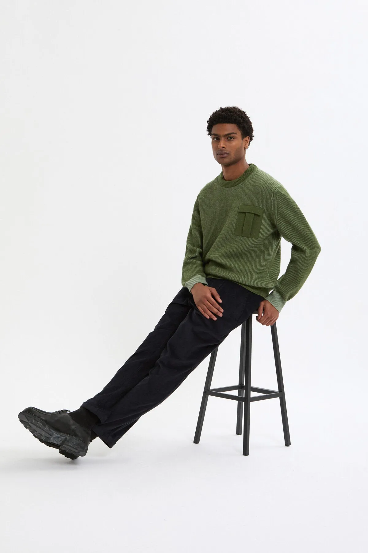 CREWNECK POCKET CONTRAST RIB JUMPER sold by Baracuta product image thumbnail 4