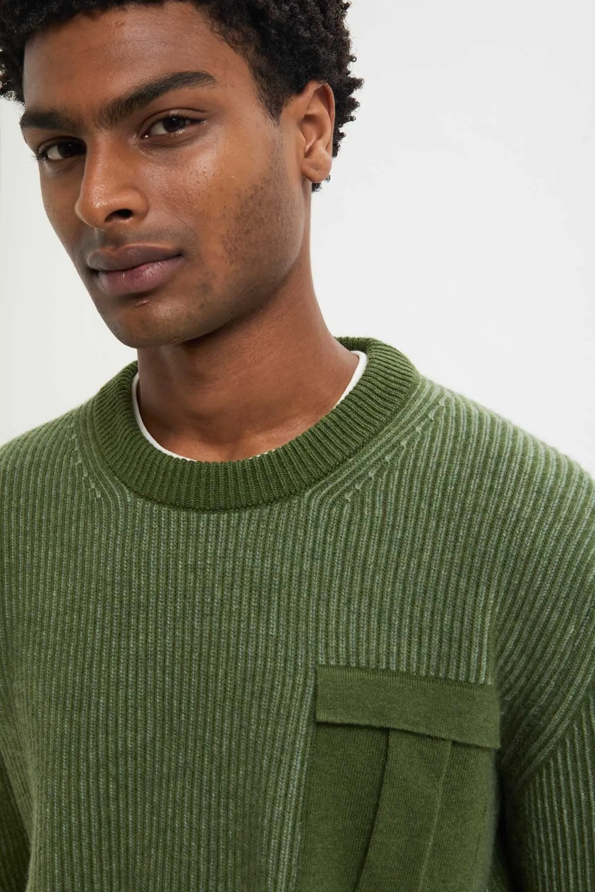 CREWNECK POCKET CONTRAST RIB JUMPER sold by Baracuta product image thumbnail 3
