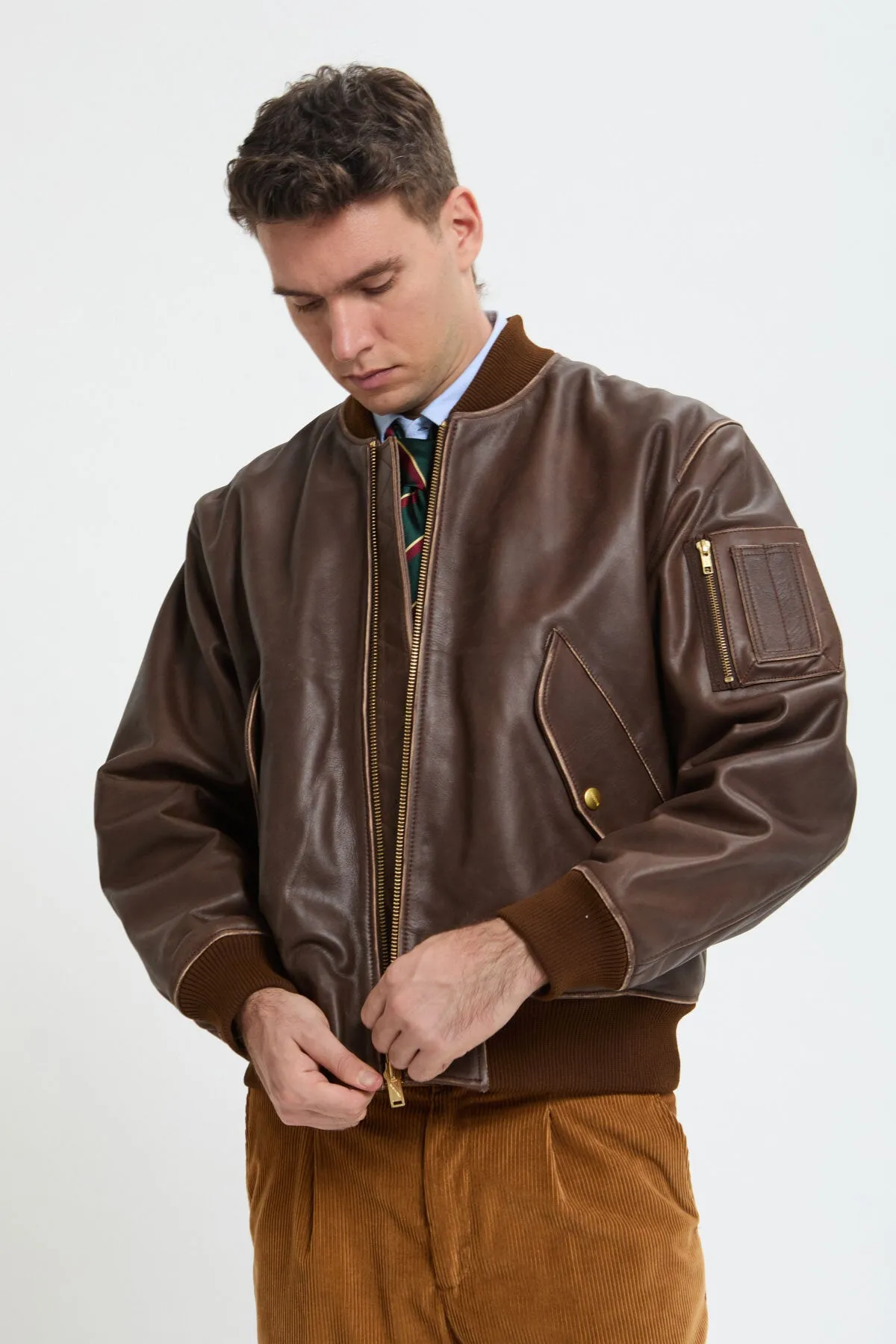 LEATHER FLIGHT JACKET sold by Baracuta product image thumbnail 3
