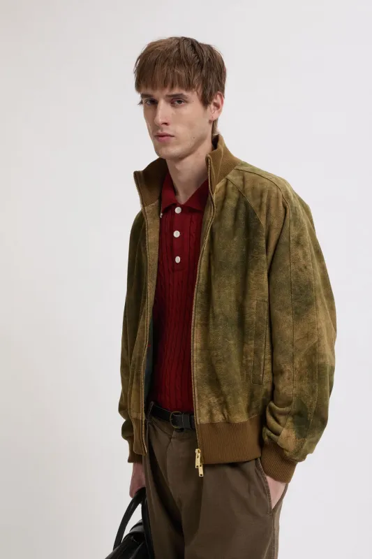 Antique Suede Track Jacket made by Baracuta