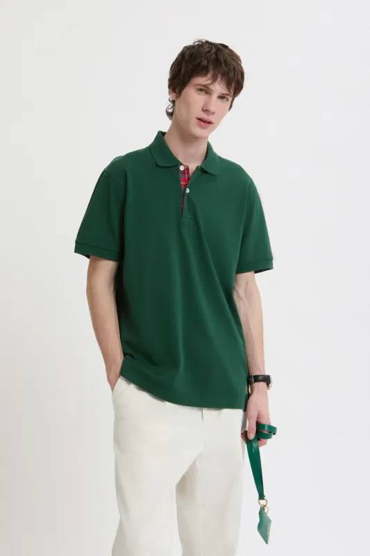 Tartan Placket Polo made by Baracuta