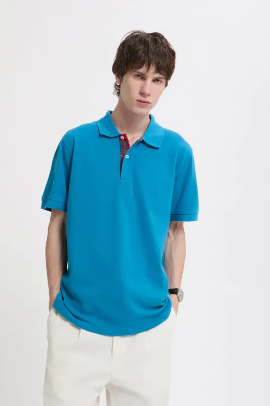 Tartan Placket Polo made by Baracuta