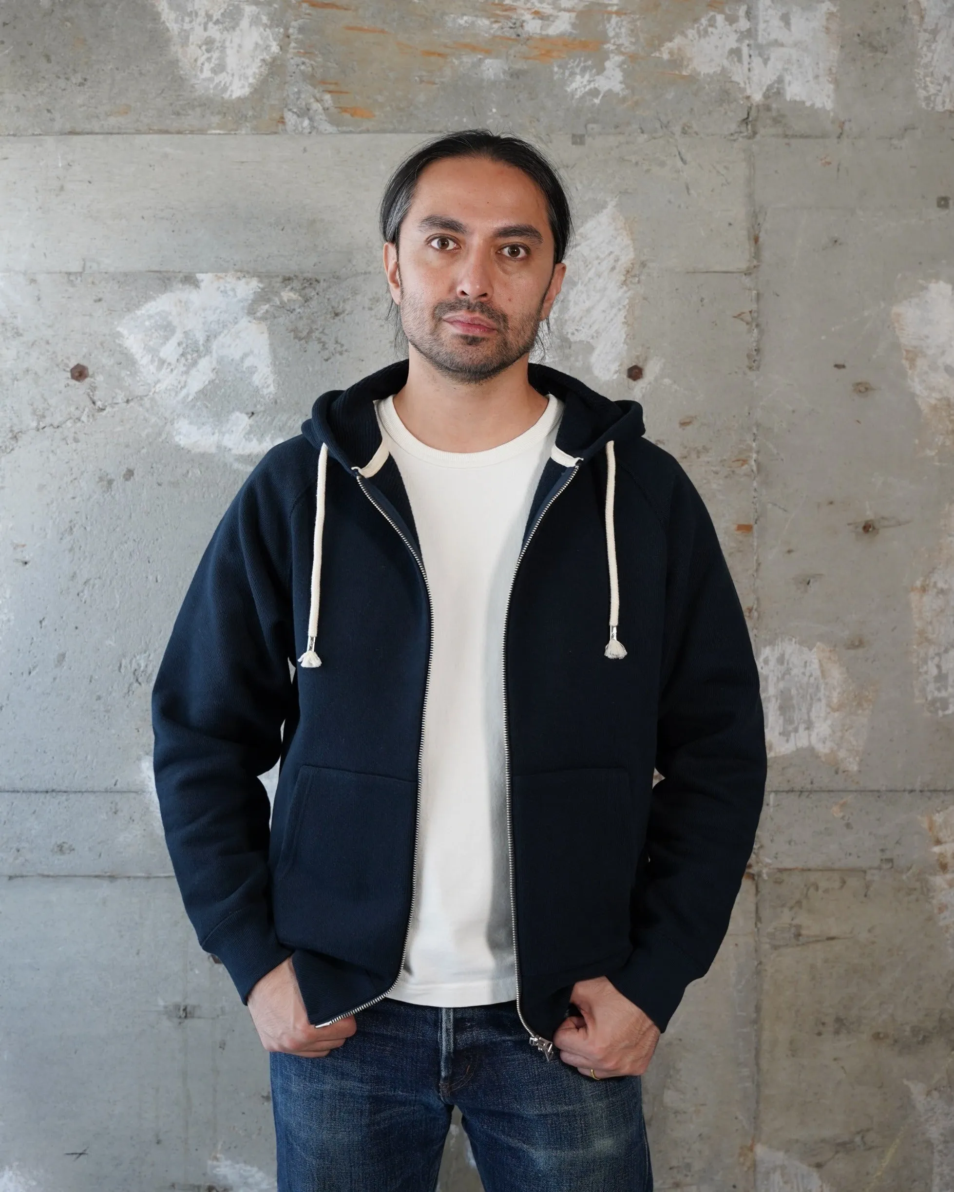 Zip Hoodie - Double Heavyweight French Terry - Navy sold by Wonder Looper product image thumbnail 2