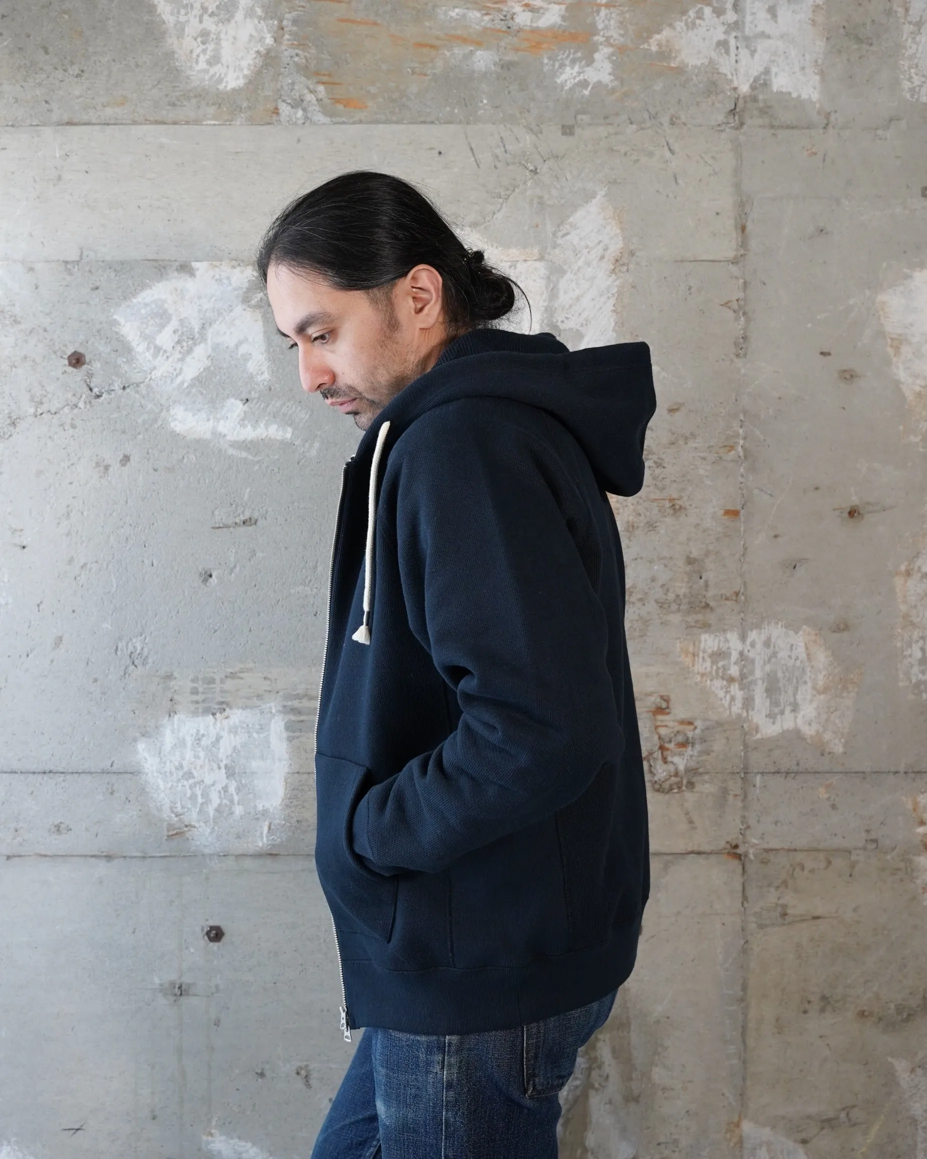 Zip Hoodie - Double Heavyweight French Terry - Navy sold by Wonder Looper product image thumbnail 4