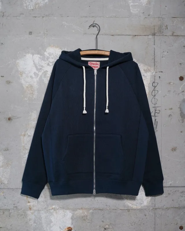 Zip Hoodie - Double Heavyweight French Terry - Navy made by Wonder Looper