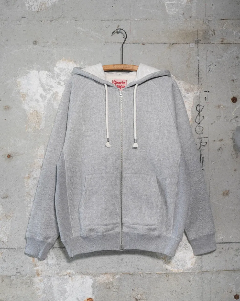 Zip Hoodie - Double Heavyweight French Terry - Heather Grey sold by Wonder Looper