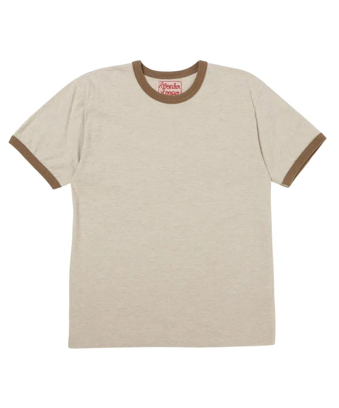 Recycled Cotton Foxfibre® Ringer T - Stone made by Wonder Looper