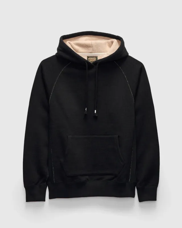 Pullover Hoodie - Fleeced Foxfibre® - Black made by Wonder Looper