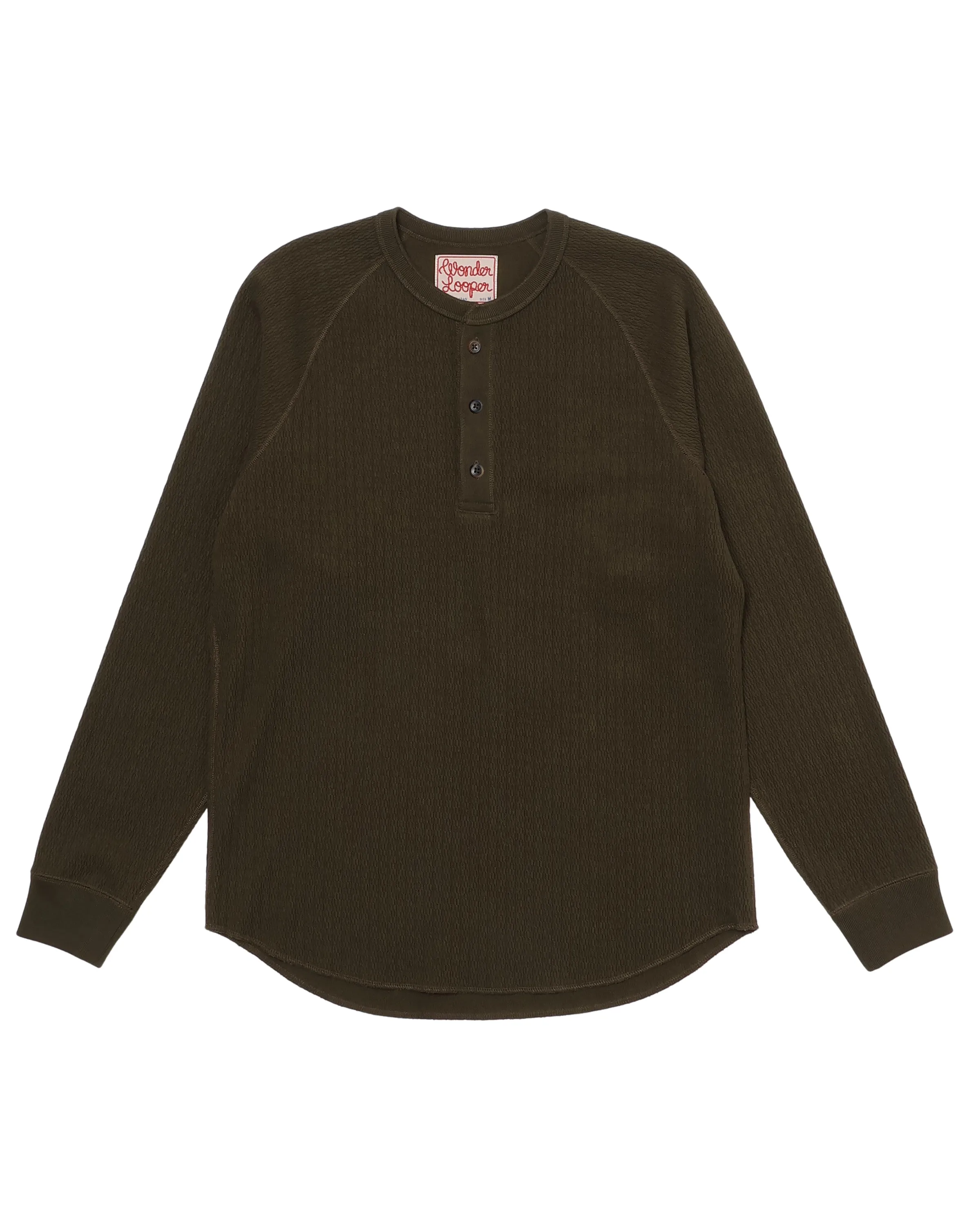 Henley - Cashmere Blend Honeycomb - Khaki sold by Wonder Looper