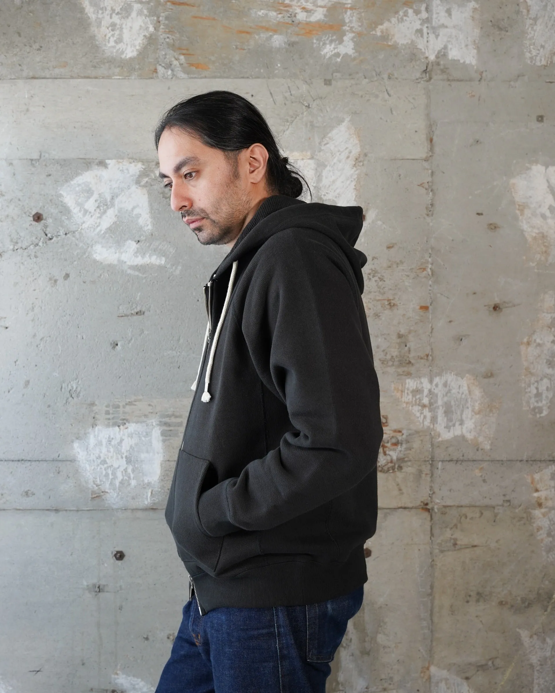 Zip Hoodie - Double Heavyweight French Terry - Sumi Black sold by Wonder Looper product image thumbnail 4