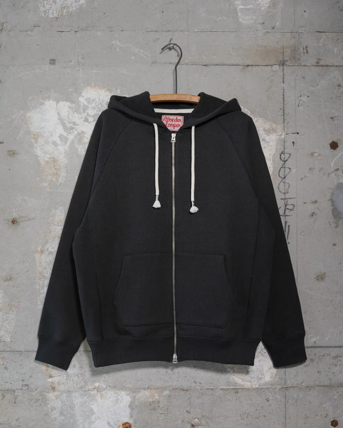 Zip Hoodie - Double Heavyweight French Terry - Sumi Black sold by Wonder Looper