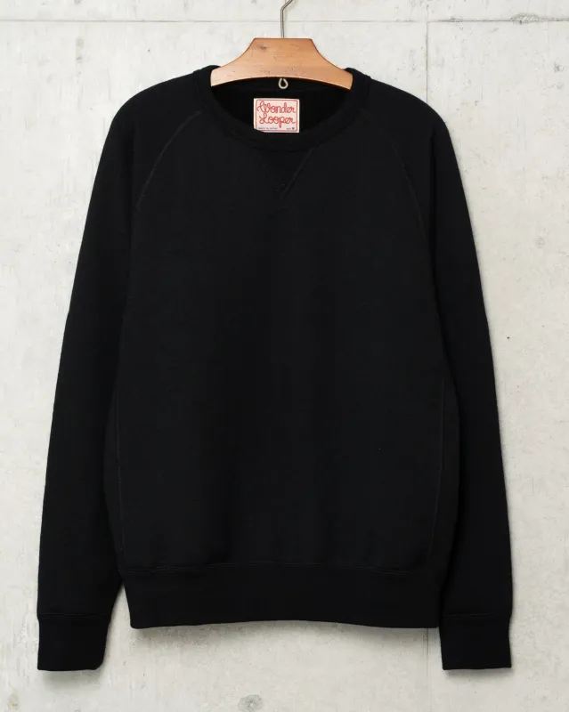 Crewneck -  Pure Cashmere Tsuriami French Terry - Black made by Wonder Looper