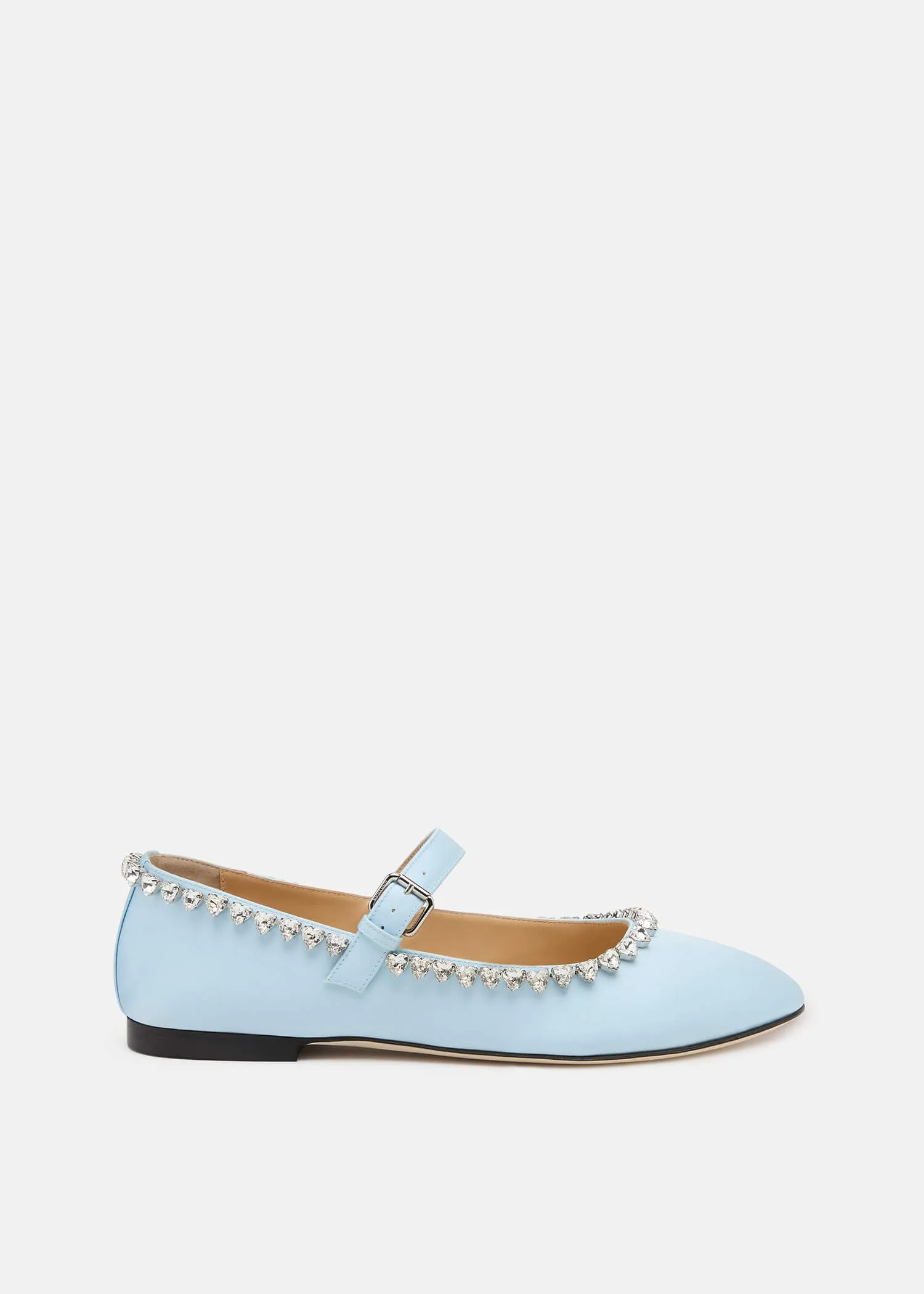 Audrey Sky Blue Satin Round Toe Ballerina sold by MACH & MACH