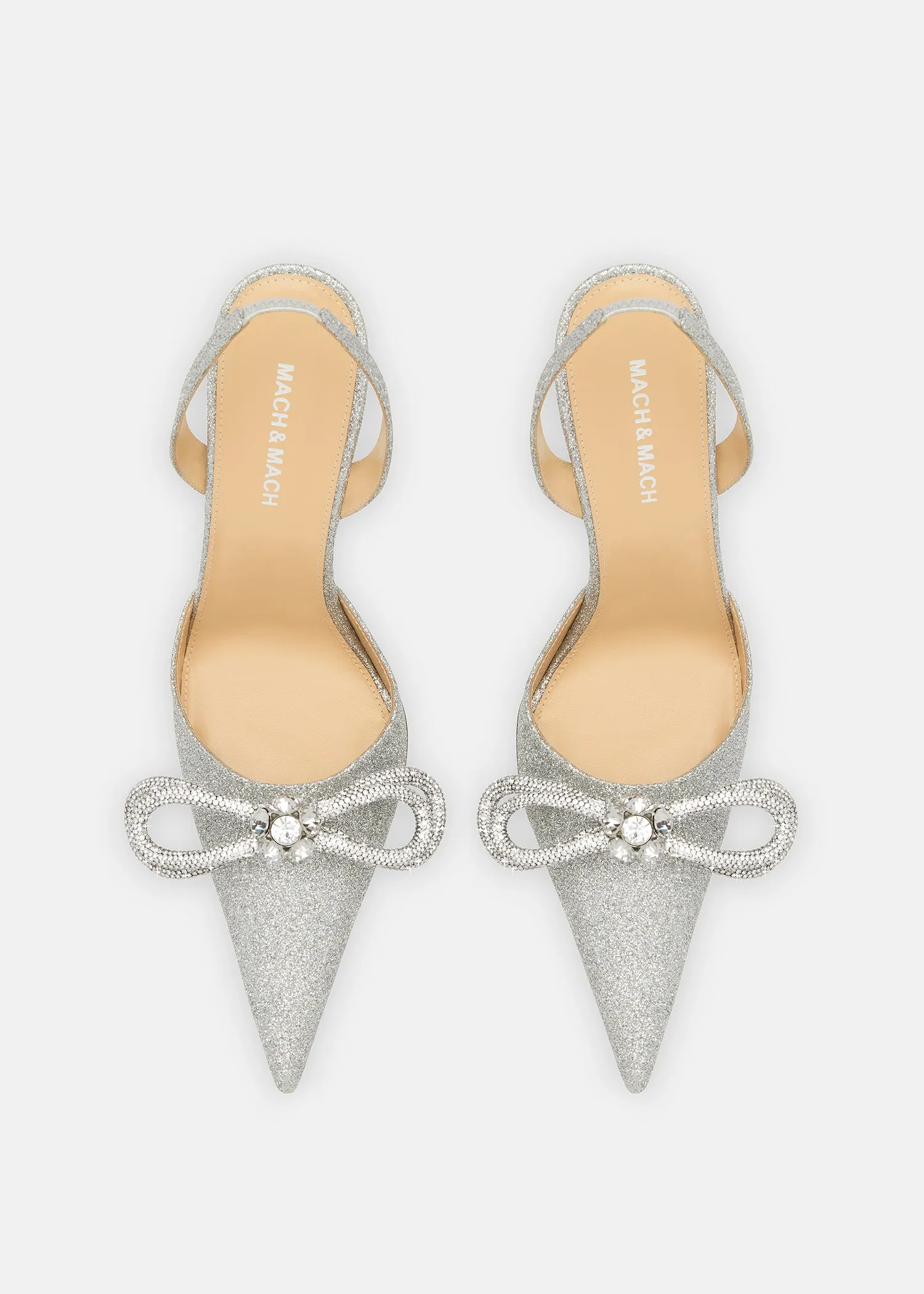 Double Bow Silver Glitter Slingback sold by MACH & MACH product image thumbnail 3