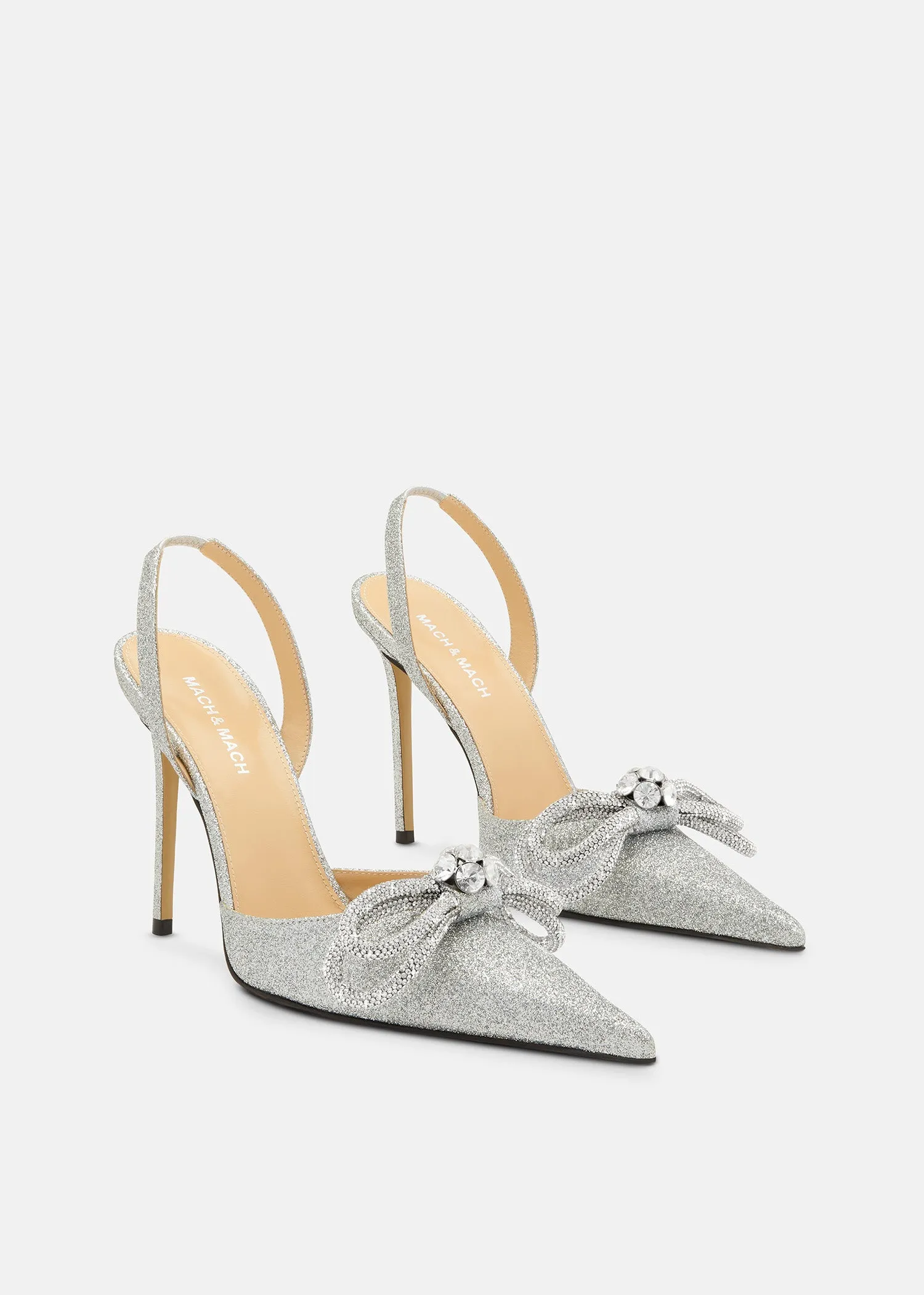 Double Bow Silver Glitter Slingback sold by MACH & MACH product image thumbnail 2