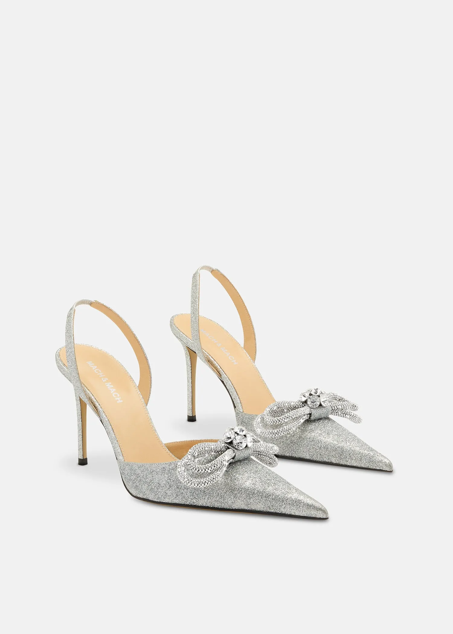 Double Bow Silver Glitter Slingback sold by MACH & MACH product image thumbnail 2
