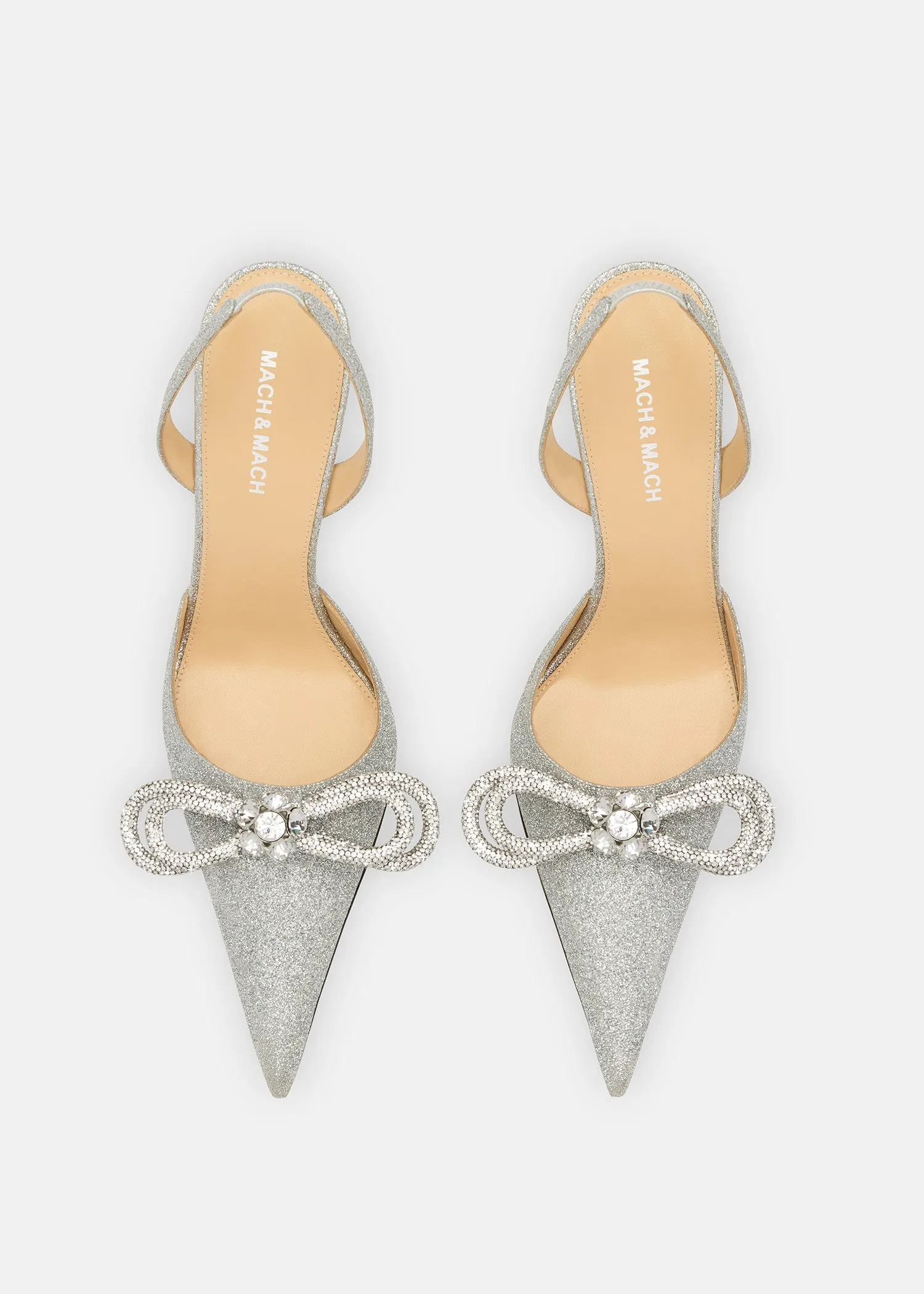 Double Bow Silver Glitter Slingback sold by MACH & MACH product image thumbnail 3
