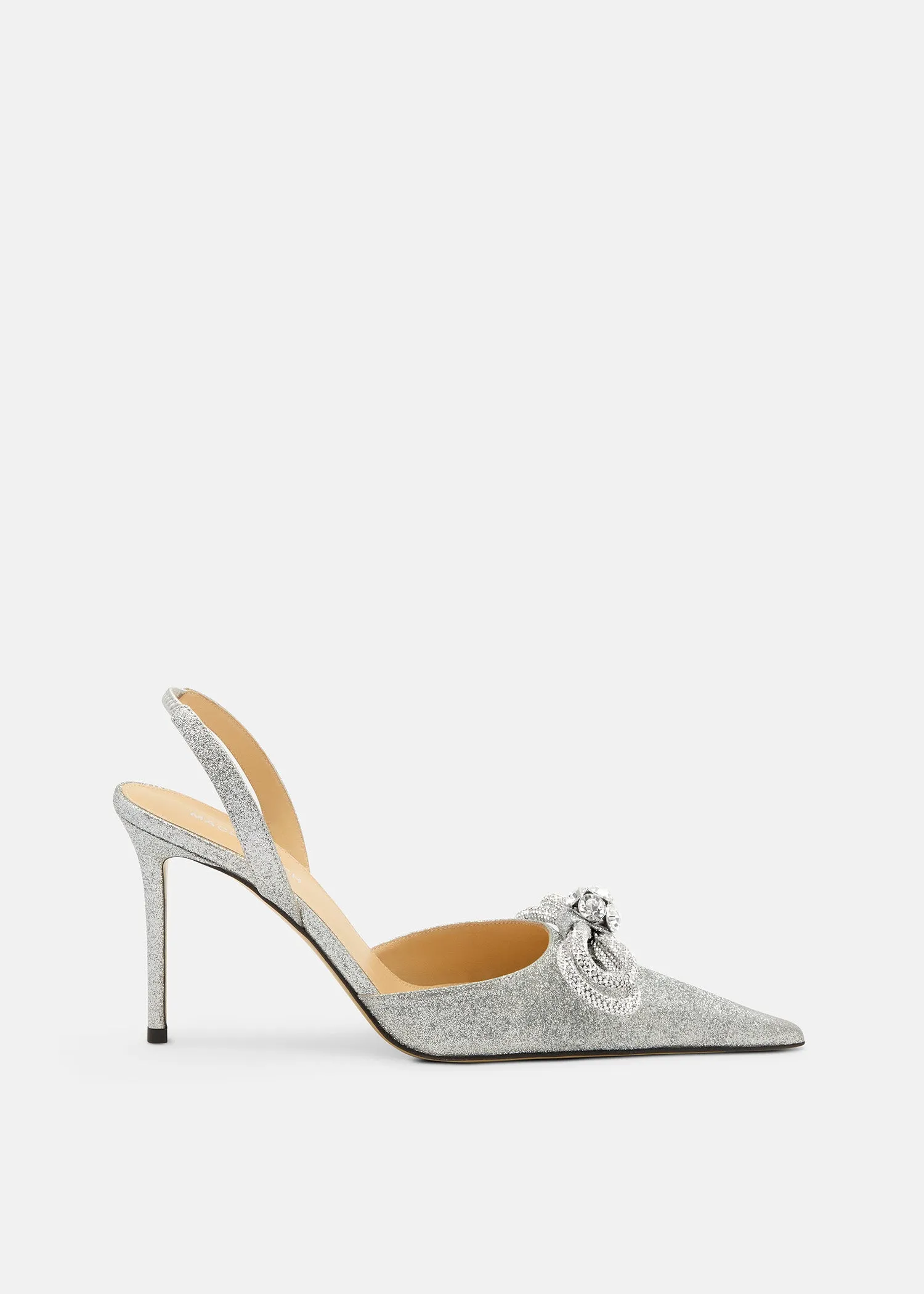 Double Bow Silver Glitter Slingback sold by MACH & MACH