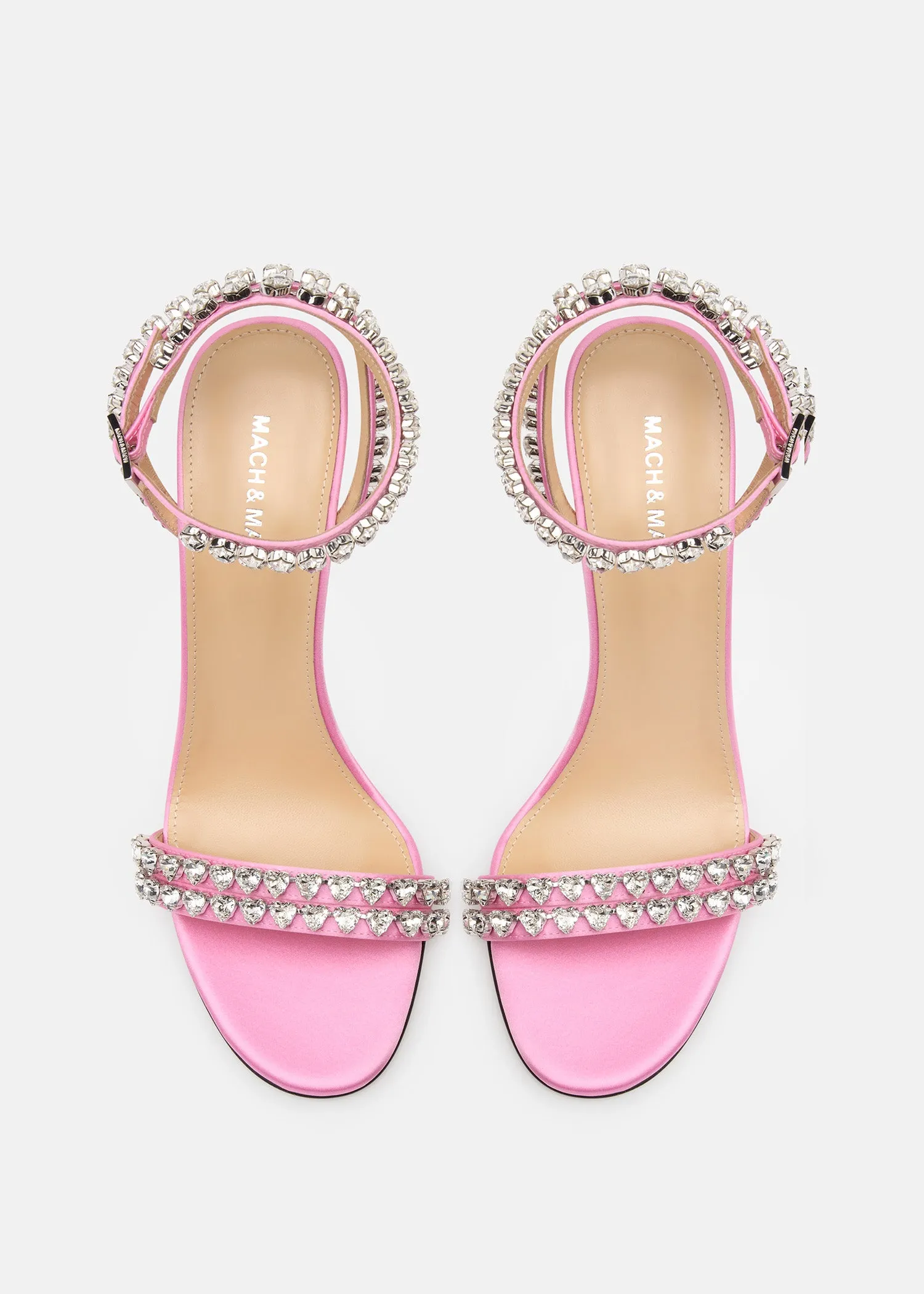 Audrey Crystal Round Toe Satin Sandals Pink sold by MACH & MACH product image thumbnail 3