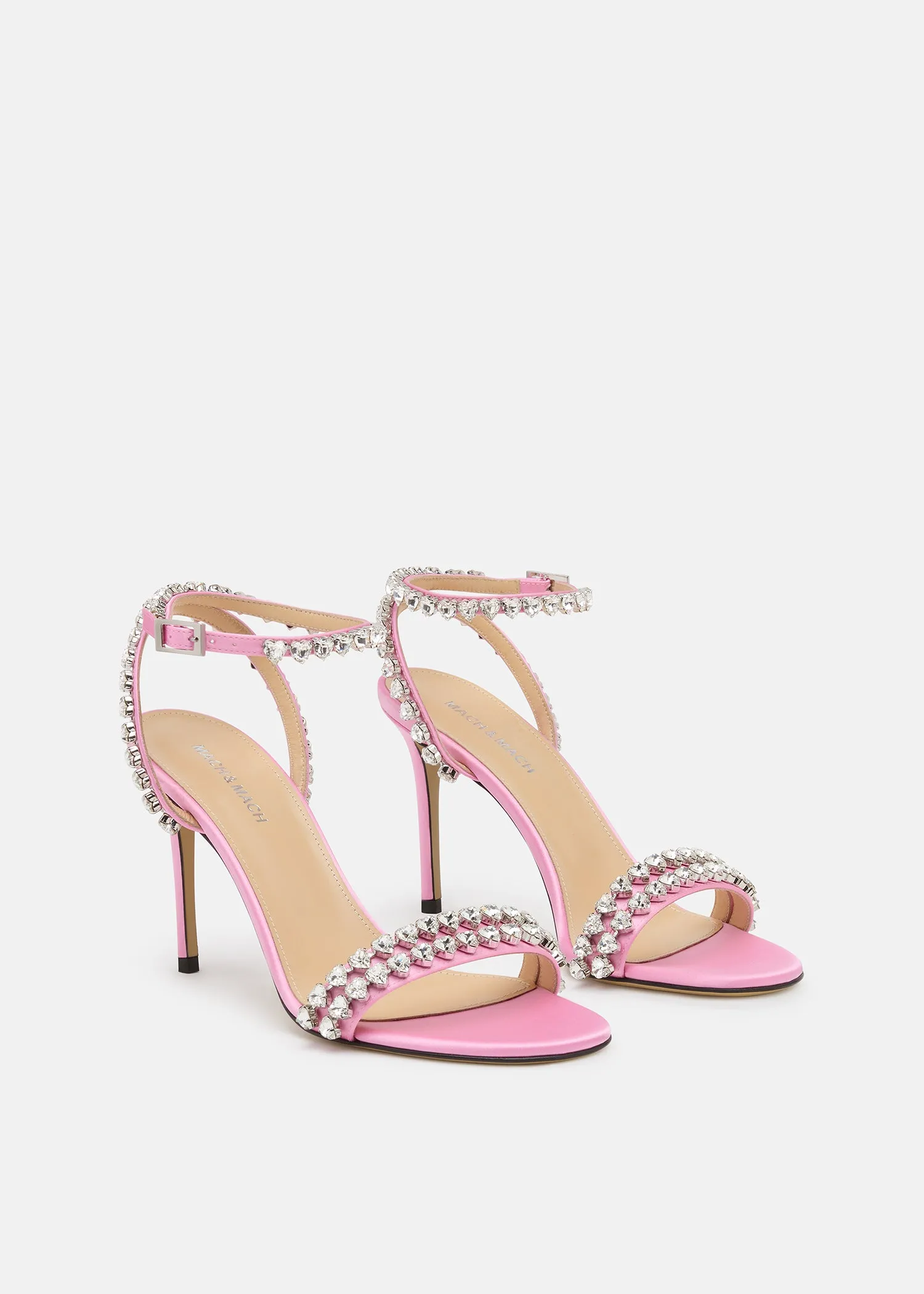 Audrey Crystal Round Toe Satin Sandals Pink sold by MACH & MACH product image thumbnail 2