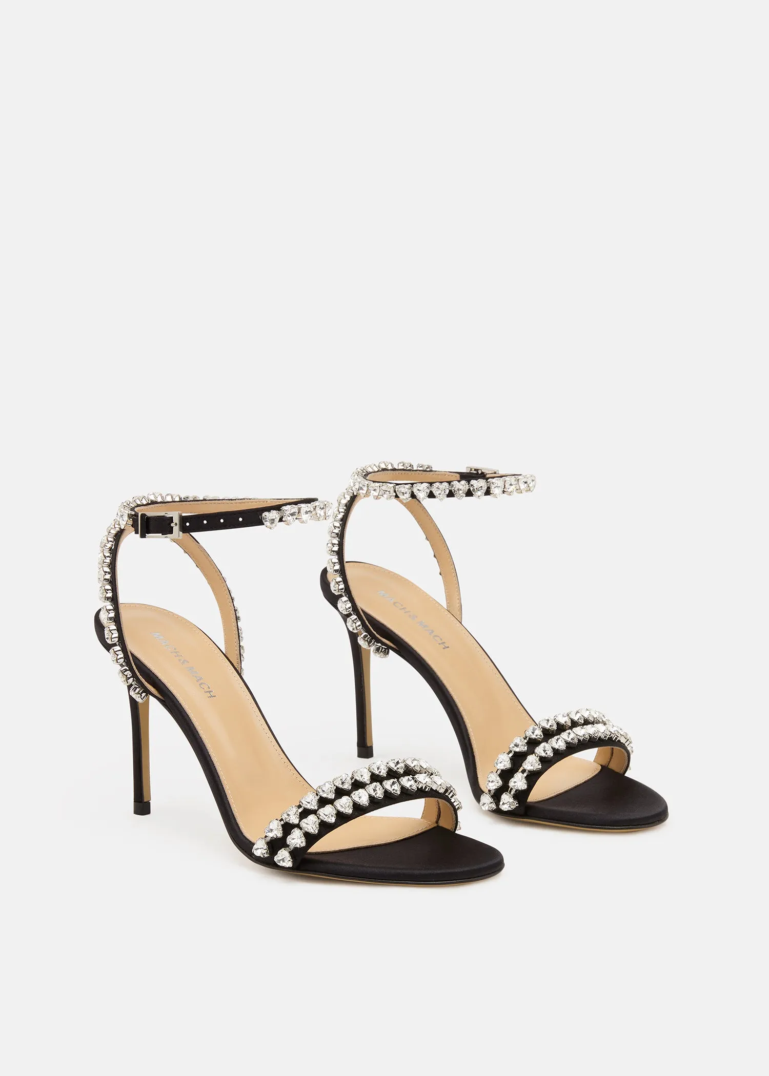 Audrey Crystal Round Toe Satin Sandals Black sold by MACH & MACH product image thumbnail 2
