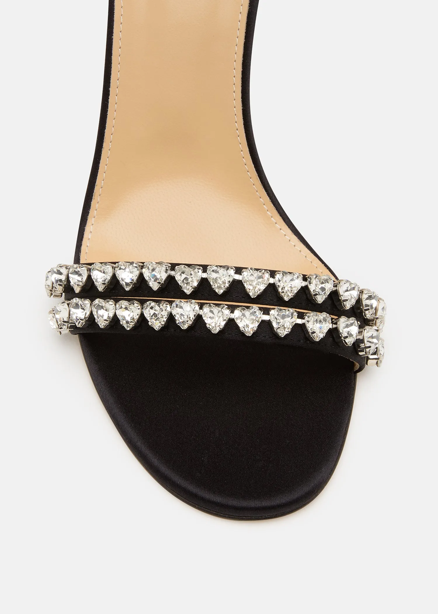 Audrey Crystal Round Toe Satin Sandals Black sold by MACH & MACH product image thumbnail 5