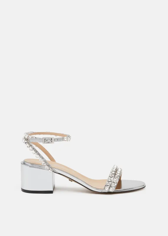Audrey Crystal Round Toe Satin Sandals sold by MACH & MACH