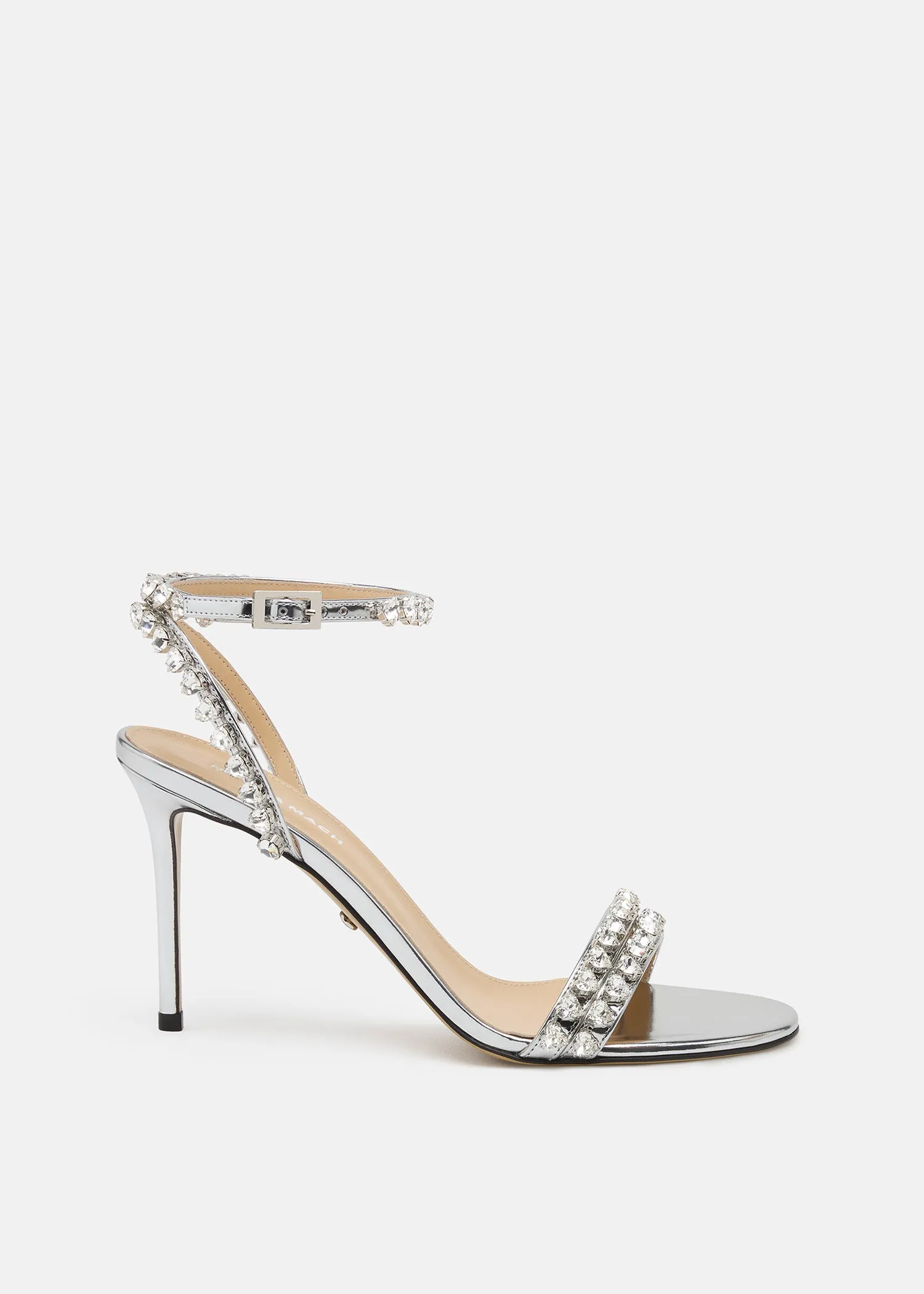 Audrey Crystal Round Toe Satin Sandals sold by MACH & MACH