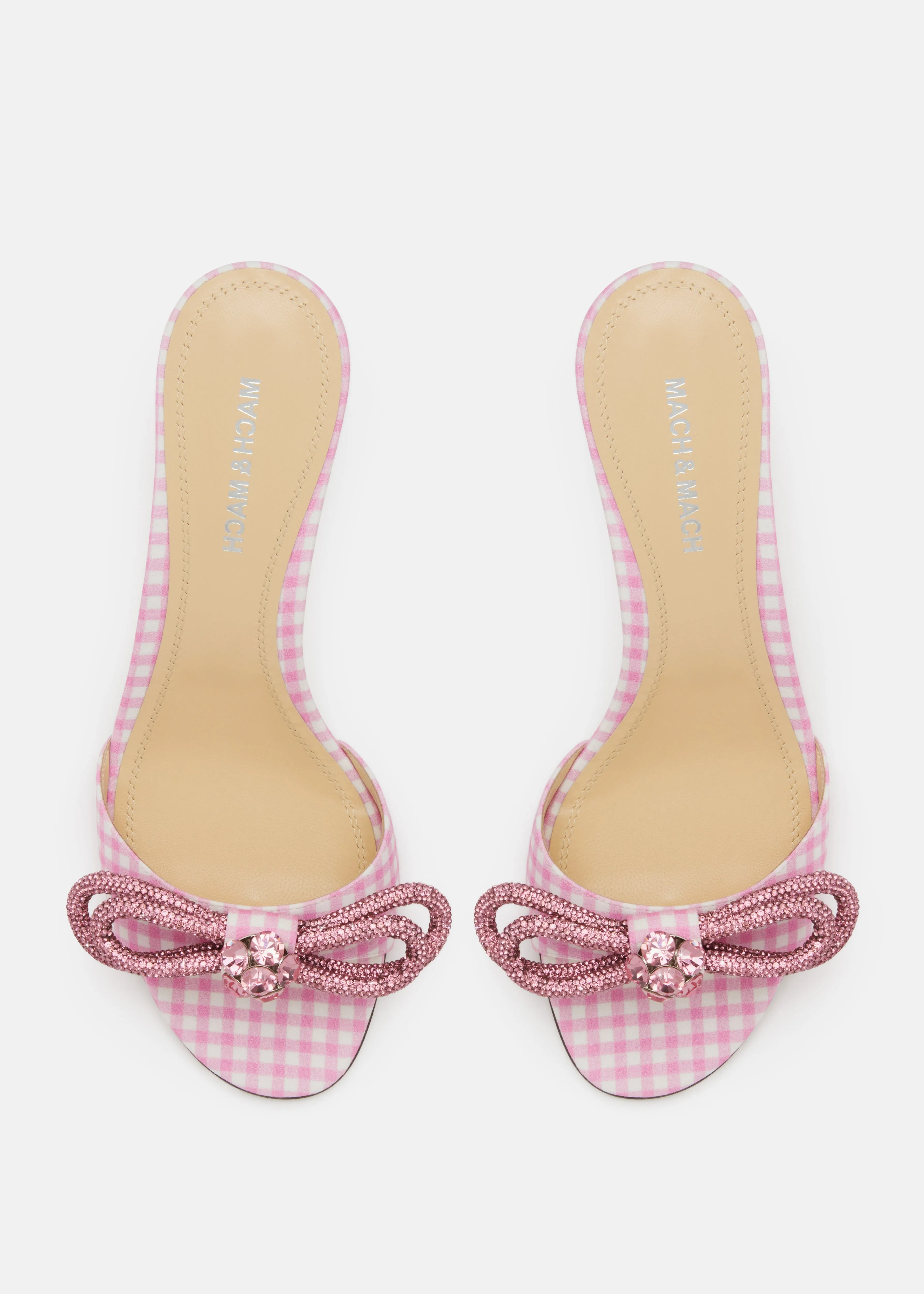 Double Bow Pink Gingham Kitten Heel Mules sold by MACH & MACH product image thumbnail 4